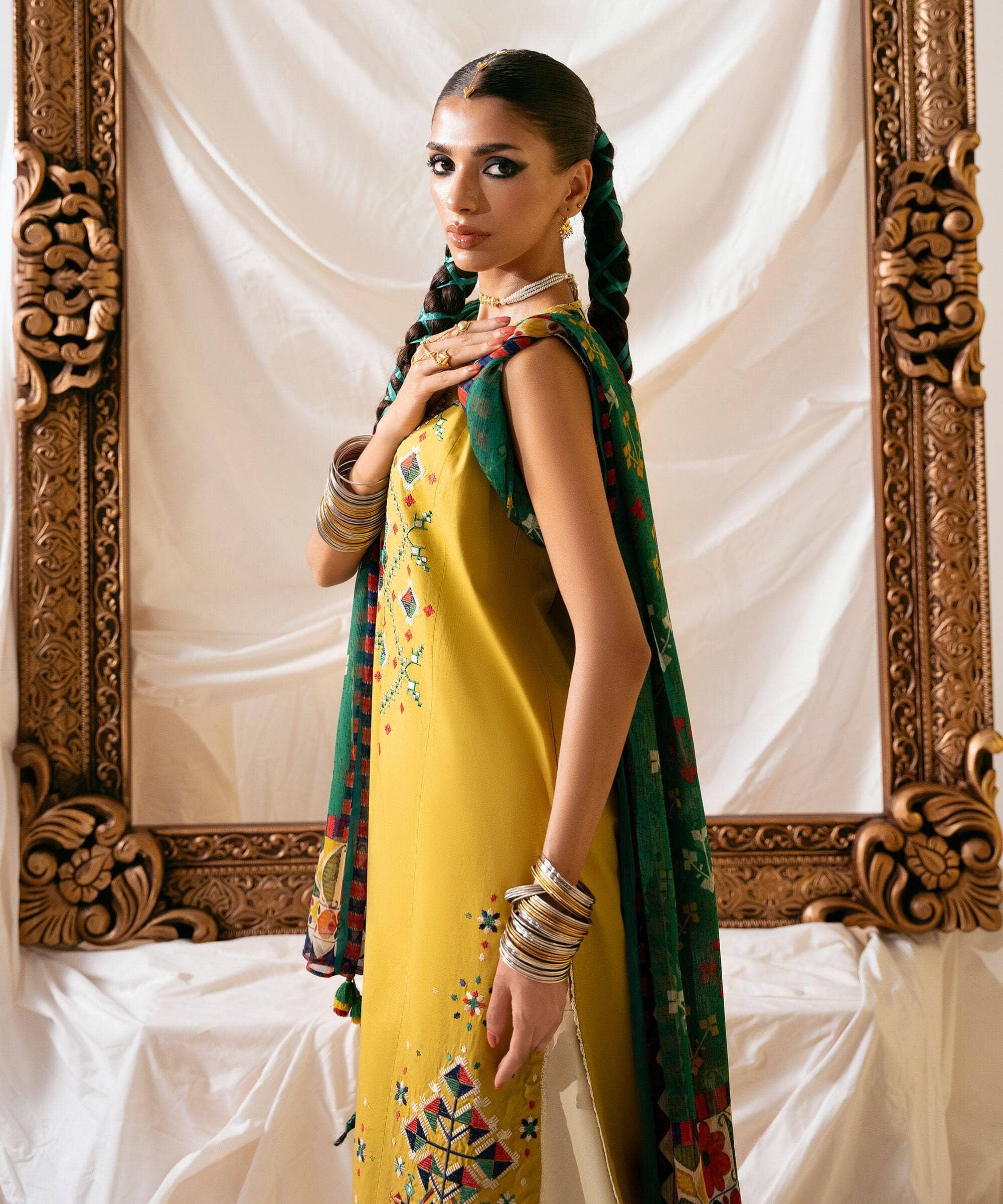 Restocked/Sapphire Intermix 25/Vol 2/Embroideried Cotton Suit/Mustard