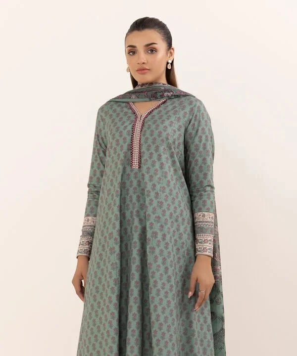 Restocked/Sapphire Intermix 25/Vol 2/Printed Cotton Suit/Moss Green