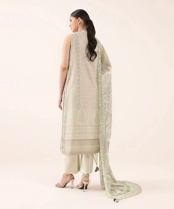 Sapphire Intermix 25/Vol 2/Printed Arabic Lawn Suit/Off White Pink