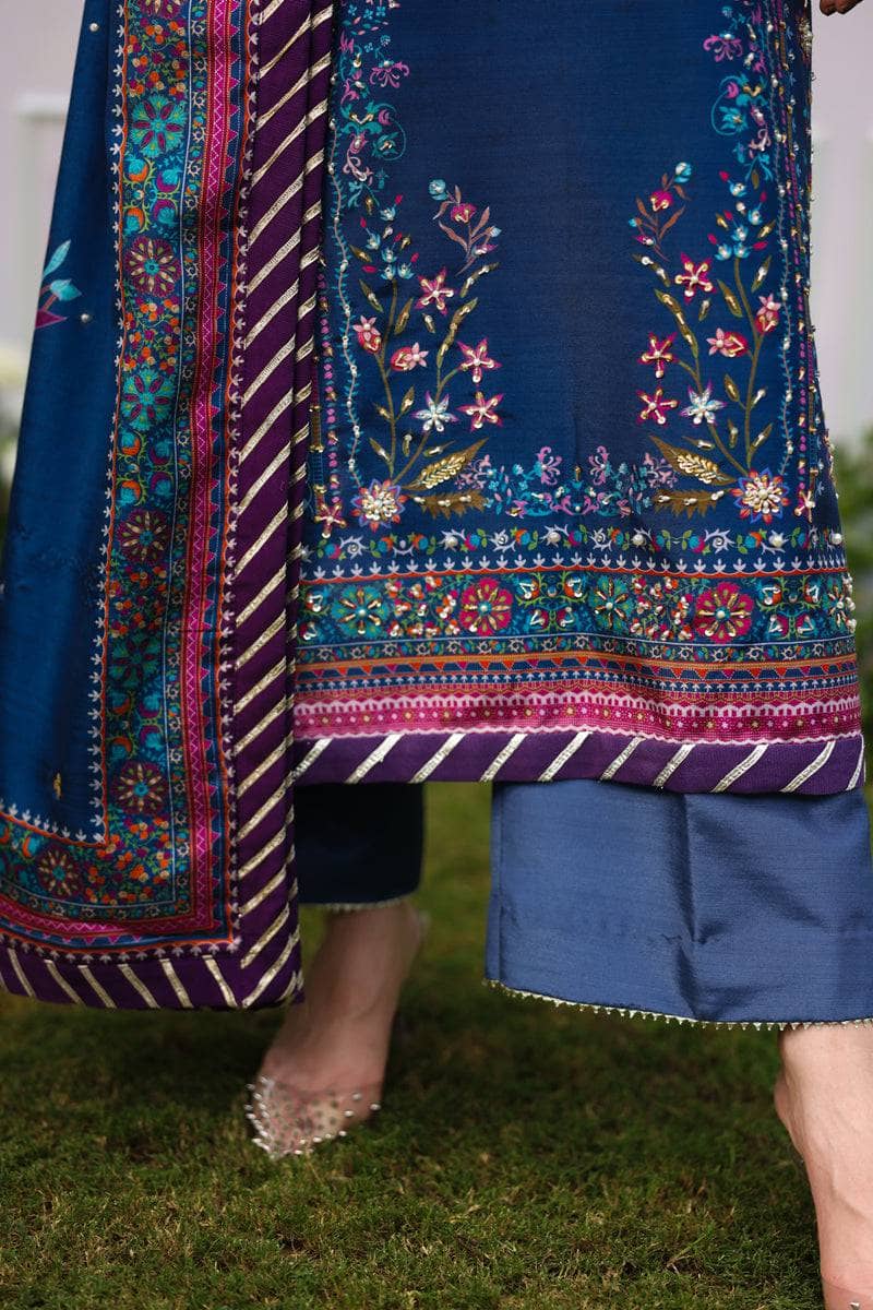 Restocked/Rang Rasiya Luxe Silk/Hand Work/Sapphire