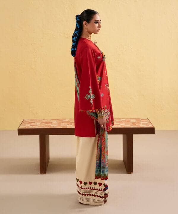 Restocked/Sapphire Intermix 25/Vol 2/Embroidered Lawn Suit/Red