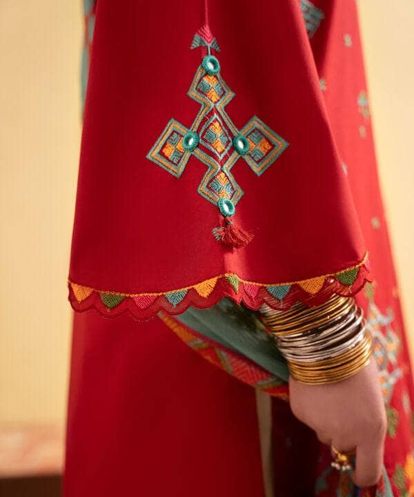 Restocked/Sapphire Intermix 25/Vol 2/Embroidered Lawn Suit/Red