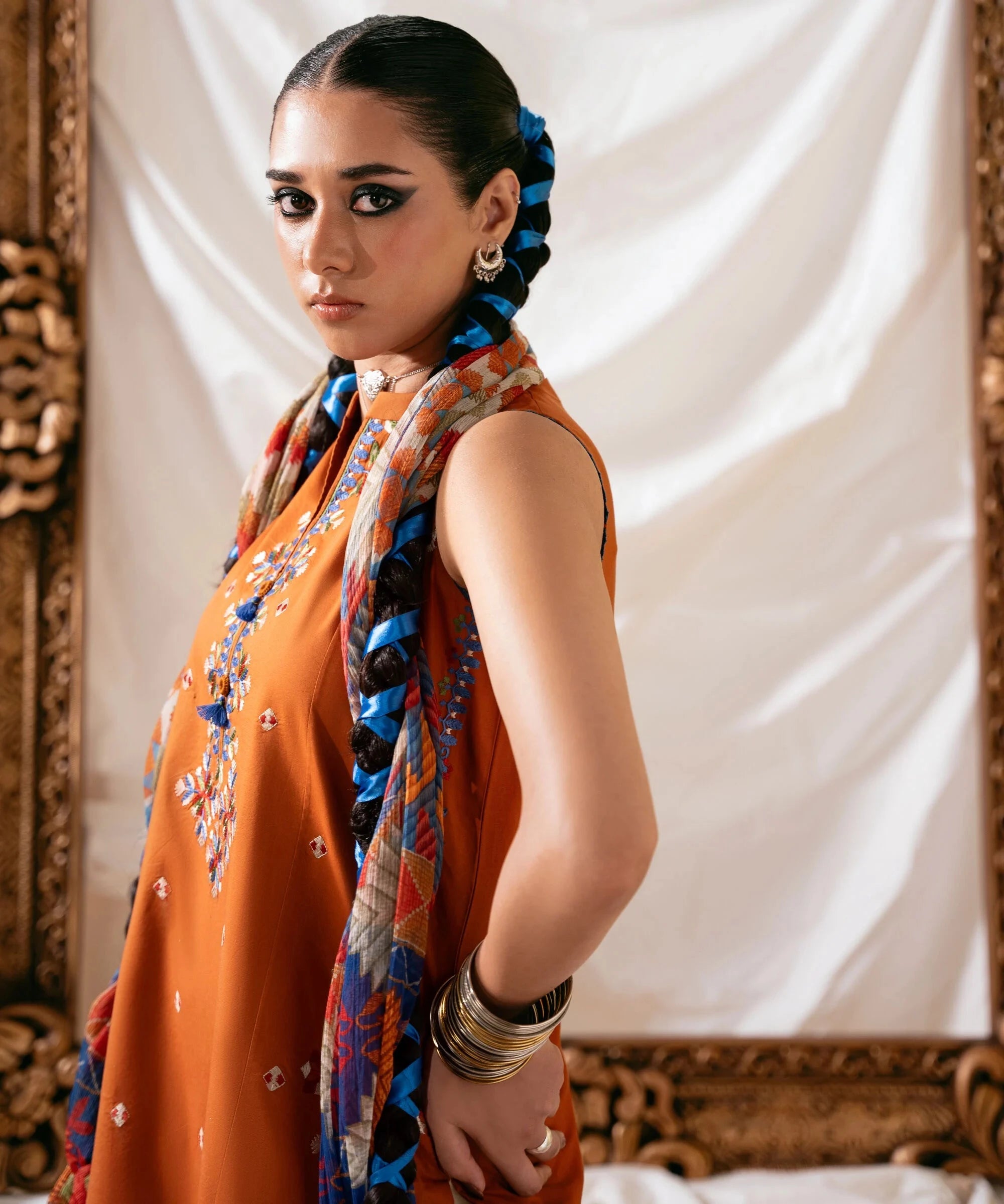 Restocked/Sapphire Intermix 25/Vol 2/Embroideried Cotton Suit/Rust