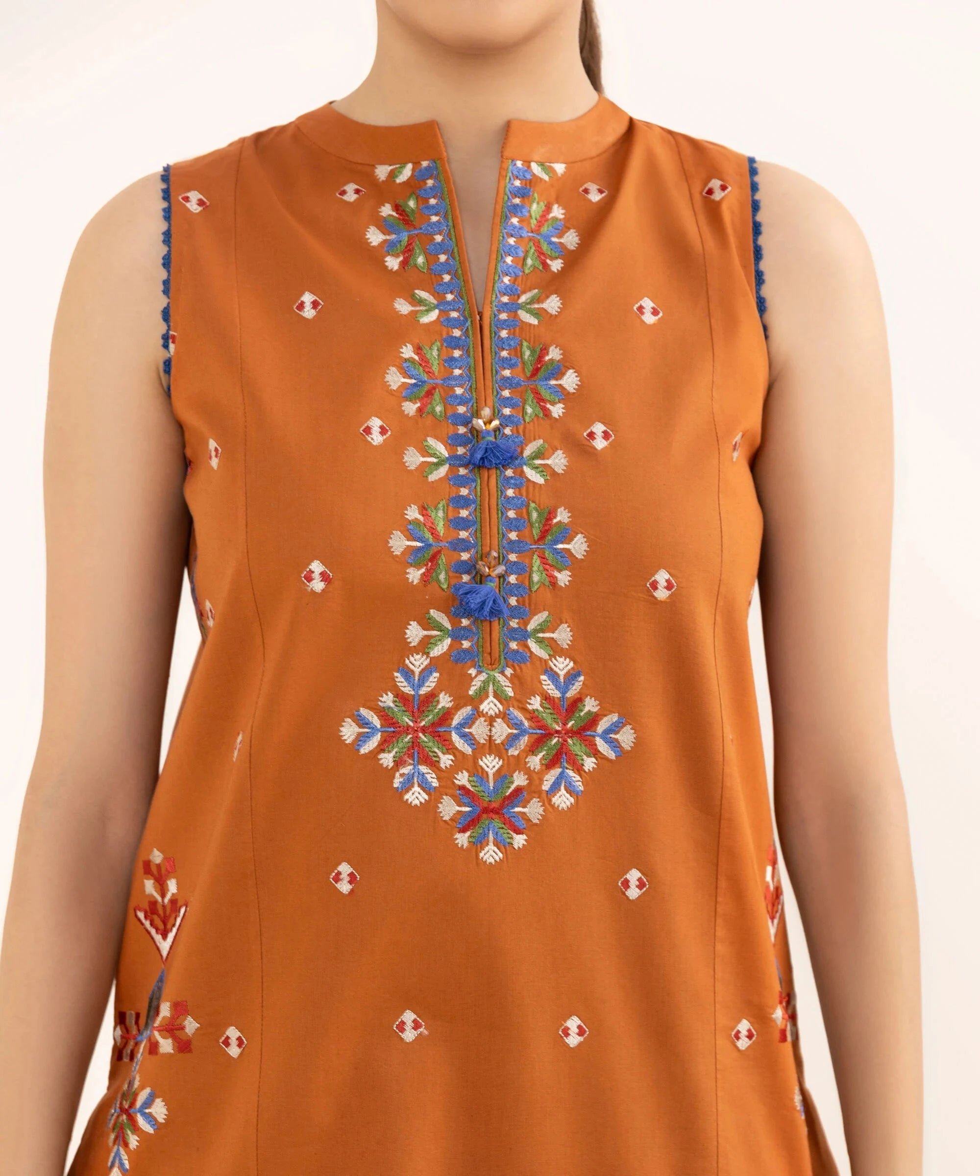Restocked/Sapphire Intermix 25/Vol 2/Embroideried Cotton Suit/Rust