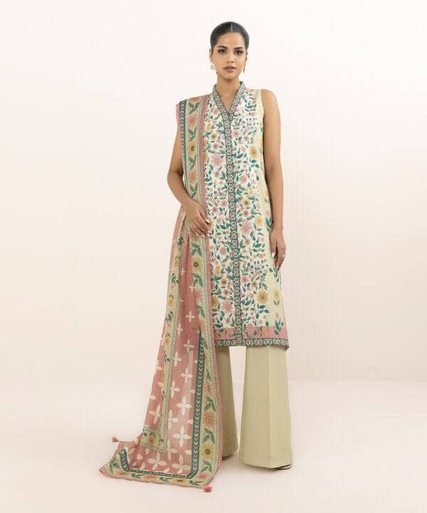 Sapphire Intermix 25/Vol 2/ Printed Cotton Suit/Coral& Beige