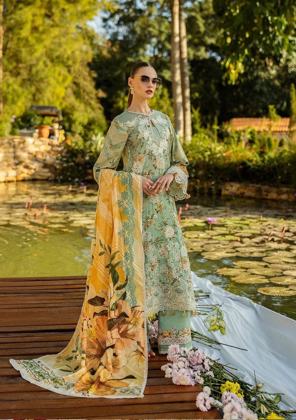 Restocked/Elaf Chikankari/ELK-06A PISTACHIO DREAMS/Aqua