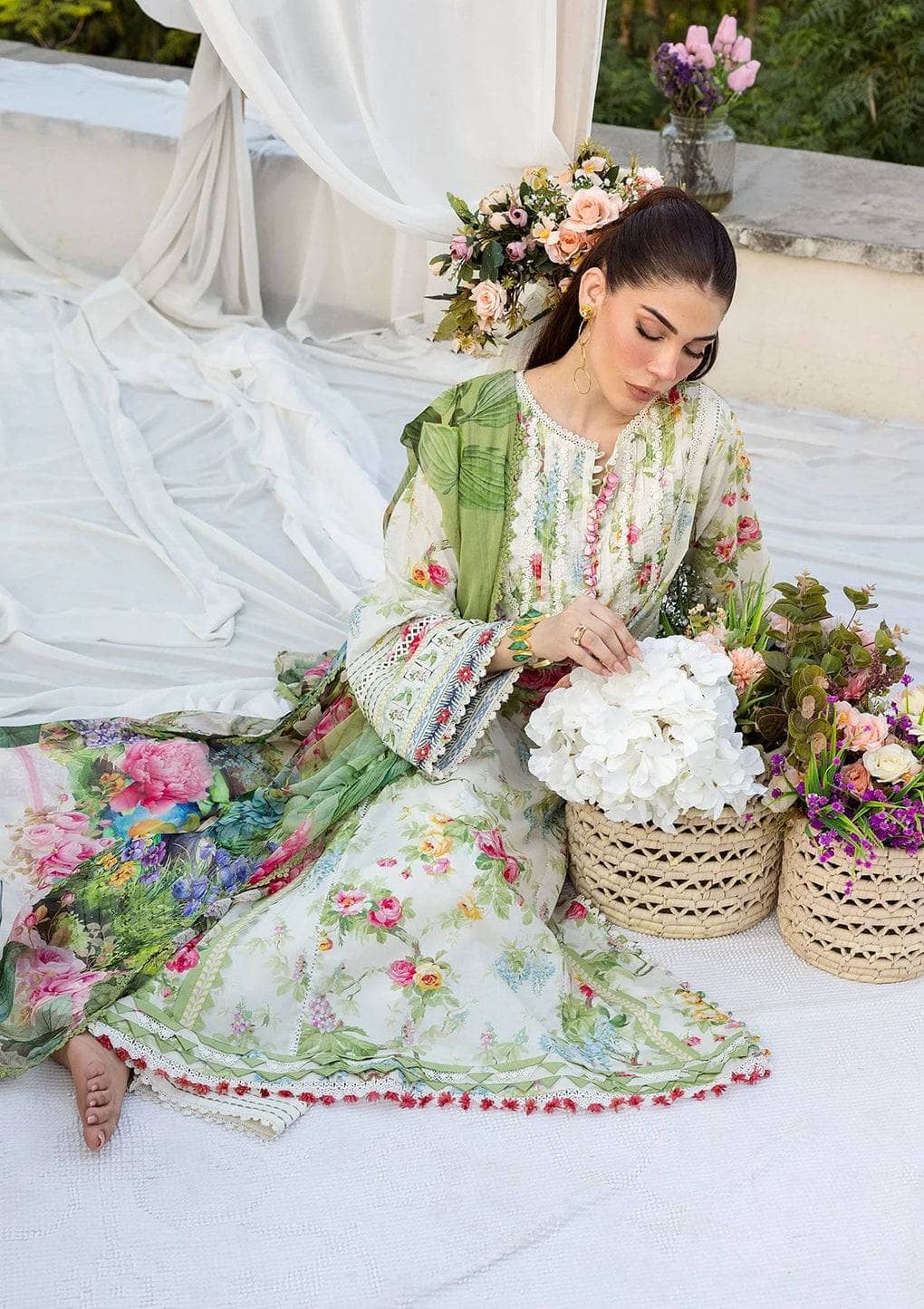 Elaf Prints Chiffon Dupatta Collection/ECD-6A BLOSSOMEA