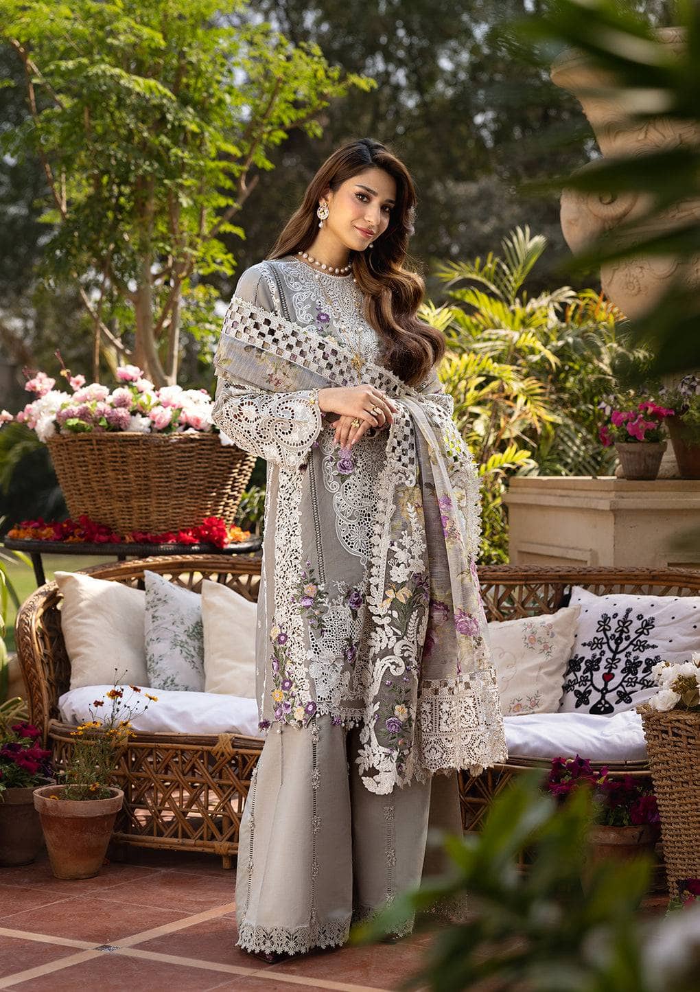 Restocked/Elaf Premium Luxury Lawn 25/ELM-05 RAMSHA/Mouse Grey