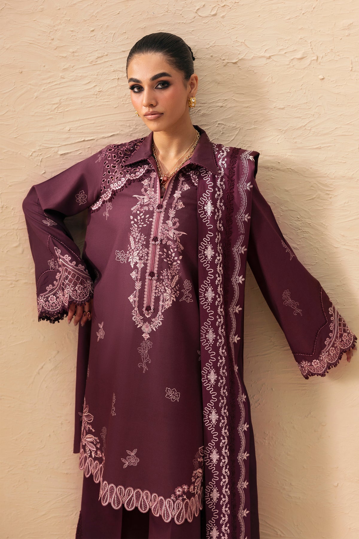 Qalamkar Q Print Winter 26/QPW-02 (B) Veena
