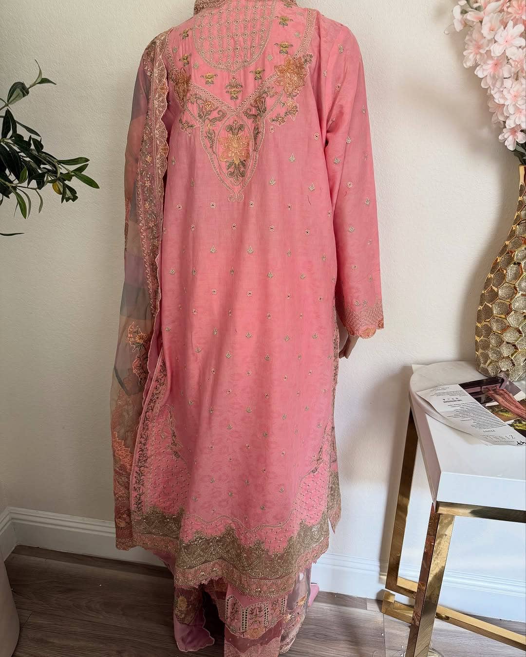 Stitched Look of Unstitched Faiza Saqlain Lawn 25/Peony/Peach/Size - XL L M S