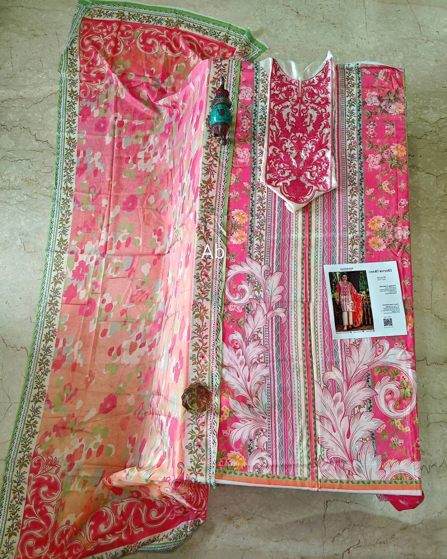 Open Pic/Roheenaz Ethereal Blooms/Roselle/Silk Dupatta