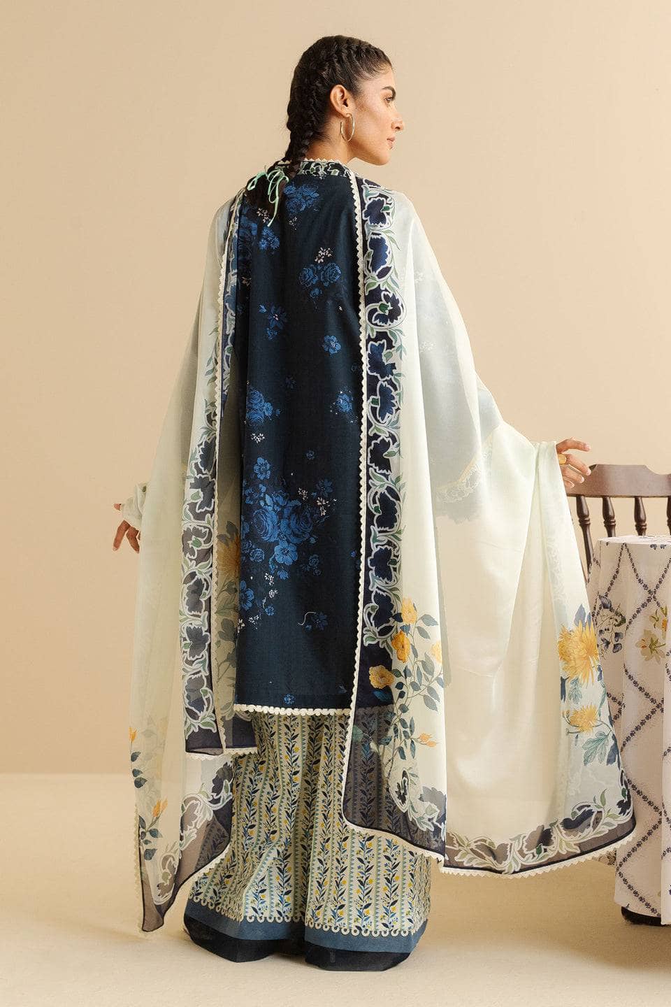 Zara Shahjahan Coco Prints 25/Vol 2/Leya-1B/Silk Dupatta