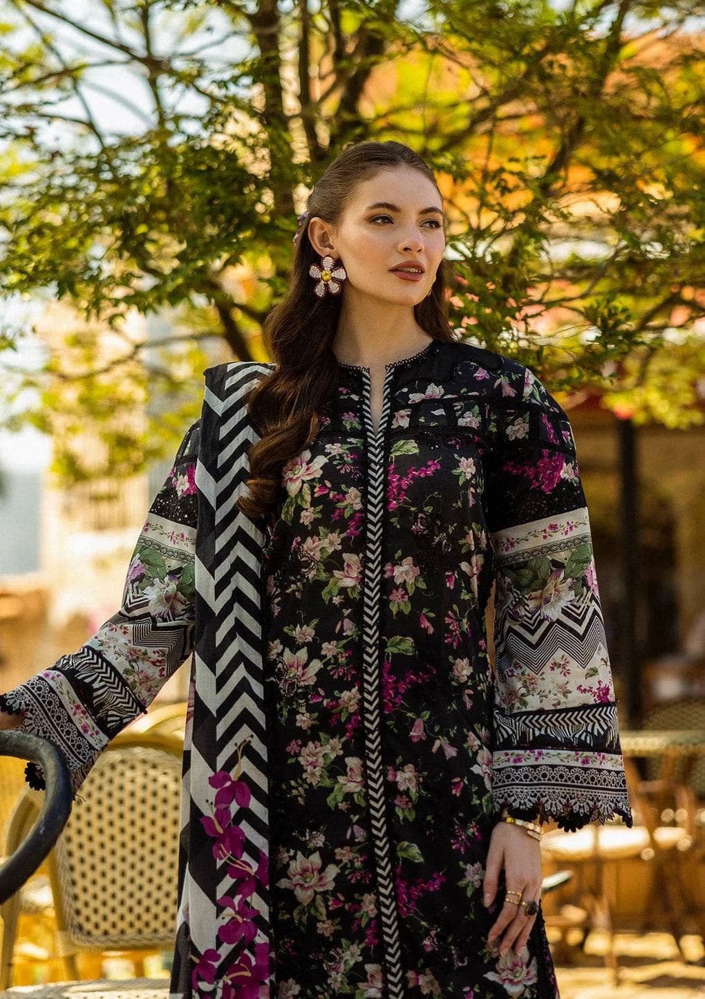 Restocked/Elaf Chikankari/ELK-05A BELLEZA/Black