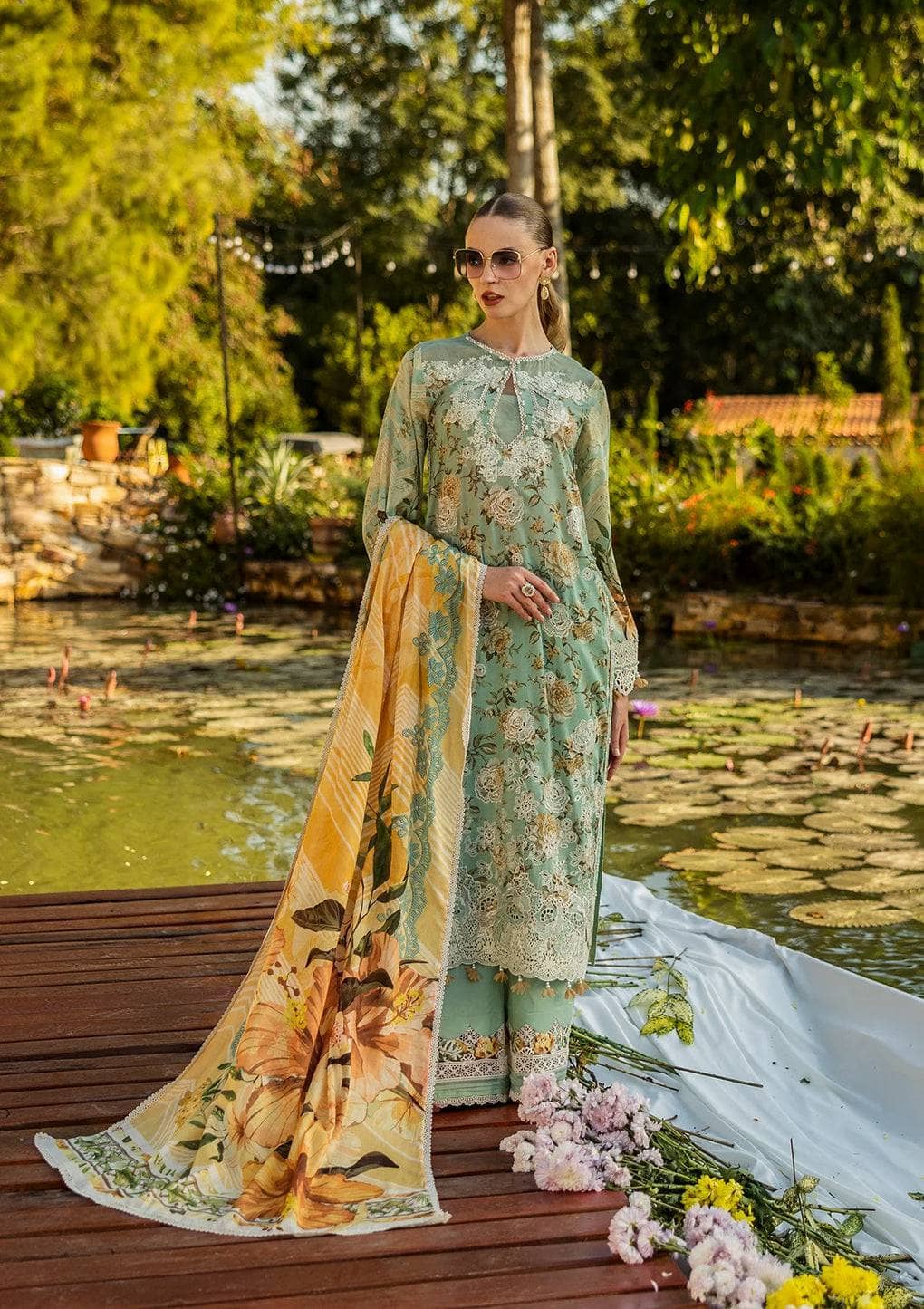 Restocked/Elaf Chikankari/ELK-06A PISTACHIO DREAMS/Aqua