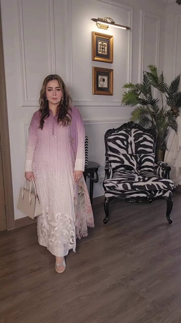 Maria B M Prints 25/Lilac & Light Lilac/6B/Chiffon Dupatta