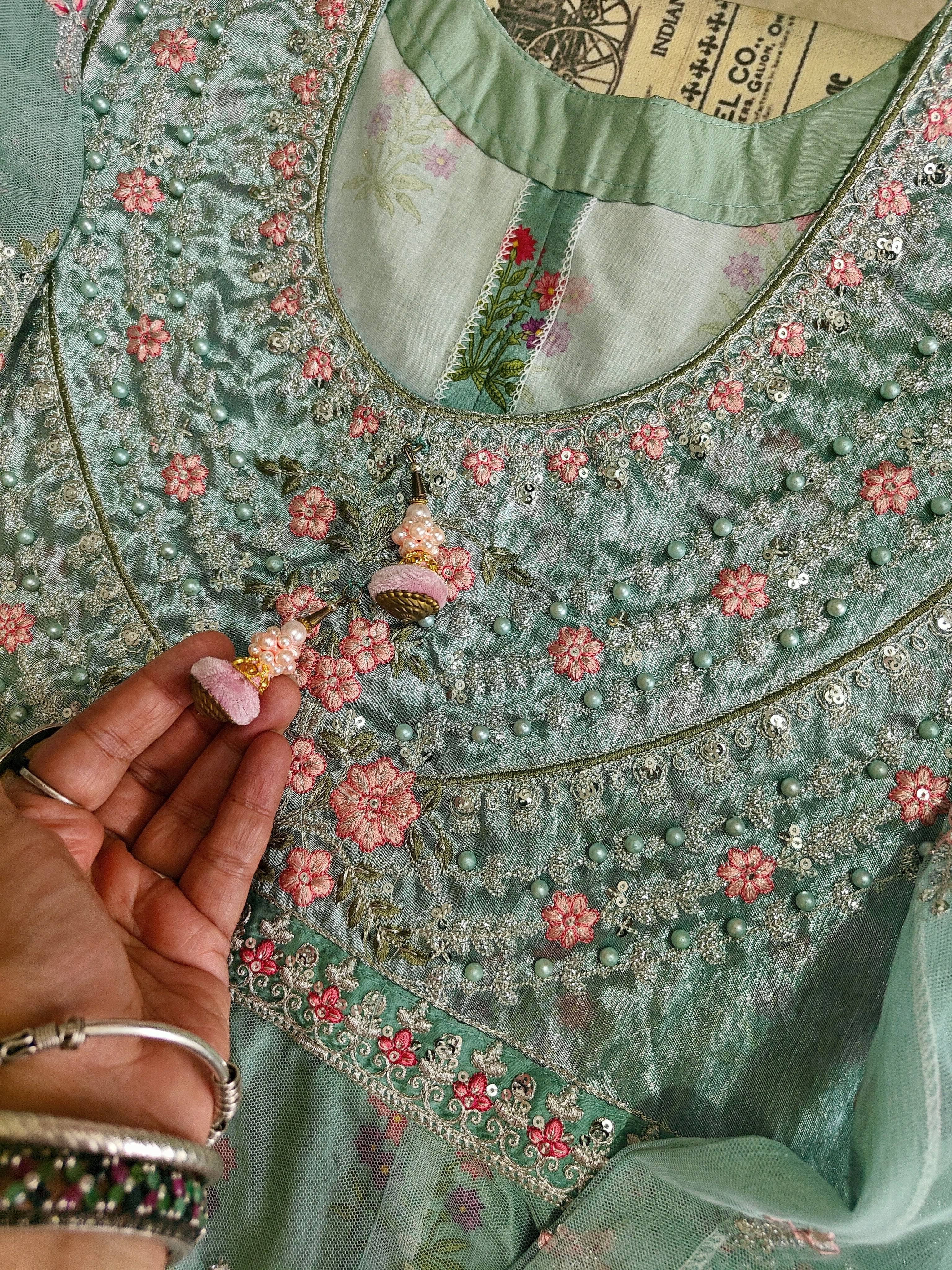 Stitched/Maria B Sateen/Large/CST-201-AZURE BLUE AND CANDY