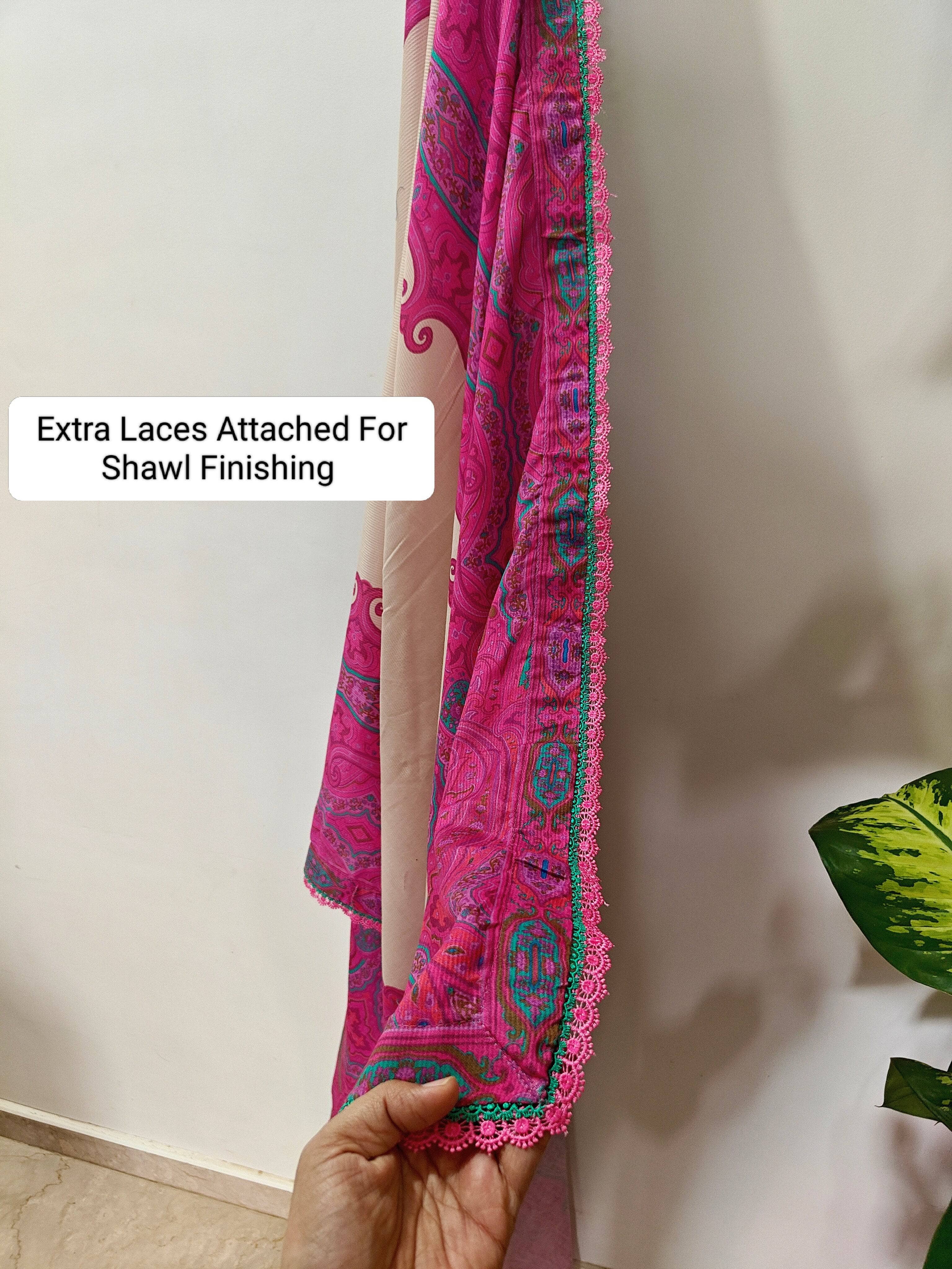 Semi Stitched/Open/Charizma Marina/Pashmina Shawl/Pink