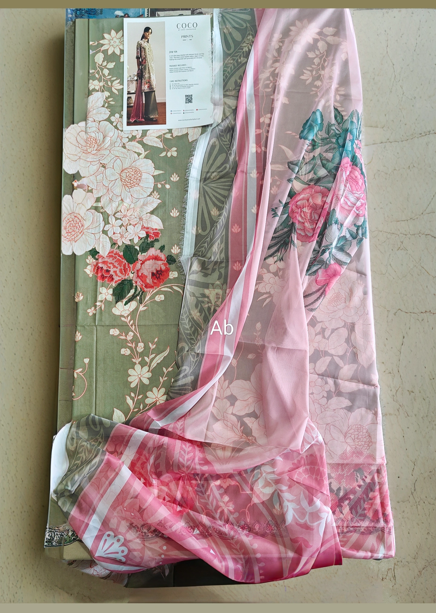 Open Pic/Zara Shahjahan Coco Prints 26 Drop 2/Zen/10A/Silk Dupatta