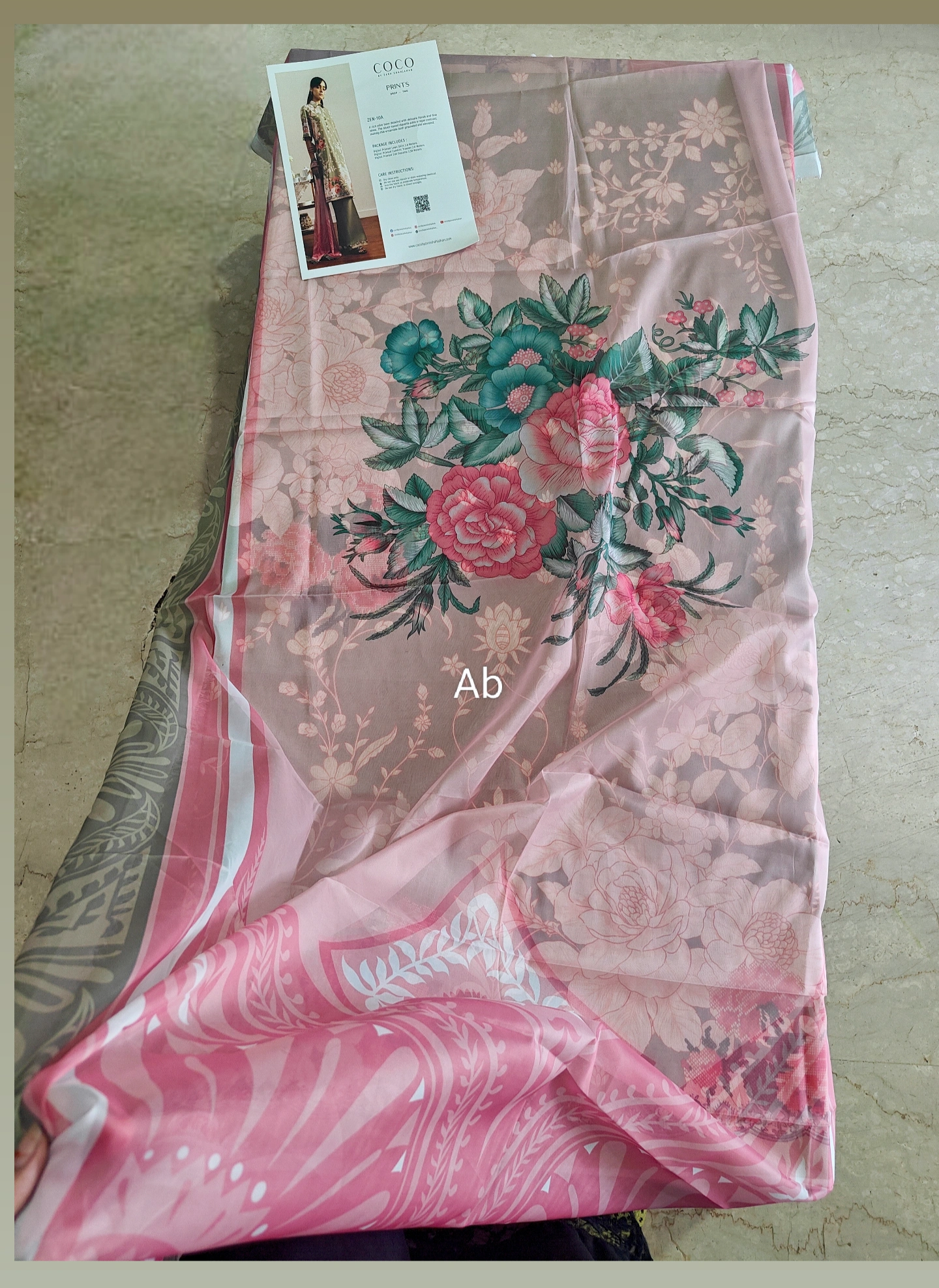 Open Pic/Zara Shahjahan Coco Prints 26 Drop 2/Zen/10A/Silk Dupatta