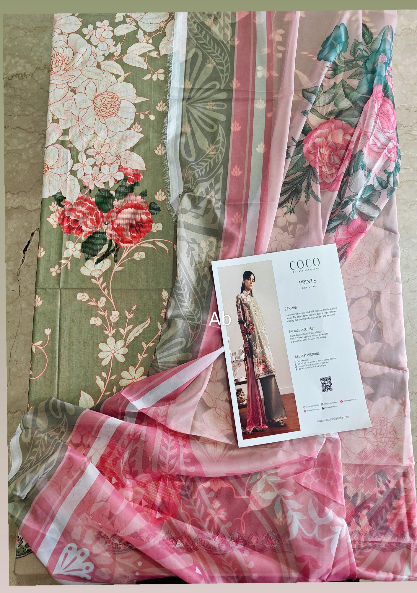 Open Pic/Zara Shahjahan Coco Prints 26 Drop 2/Zen/10A/Silk Dupatta