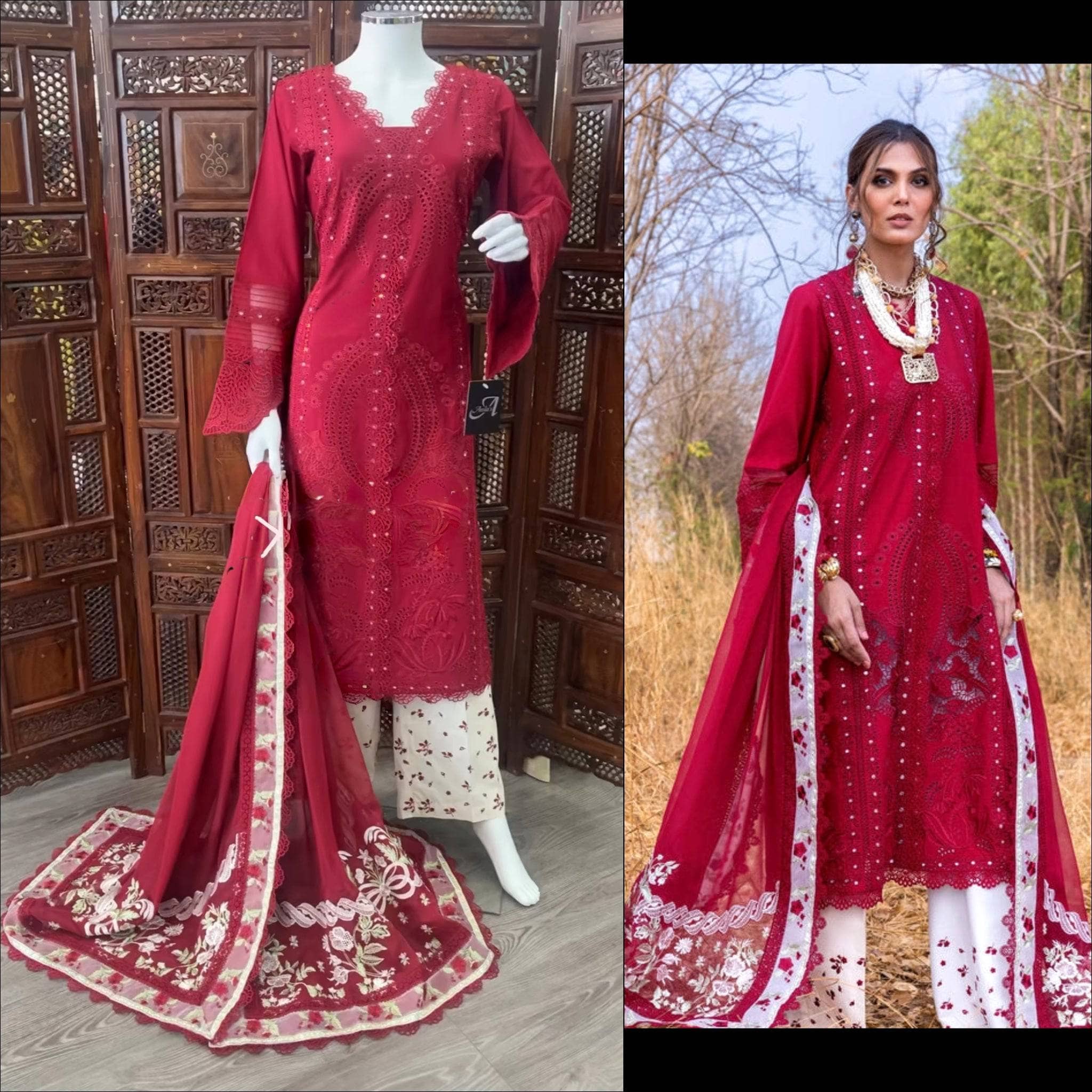 Stitched Look of Unstitched Saira Shakira Lawn 25/Shams A/Flame /Size - XL L M S