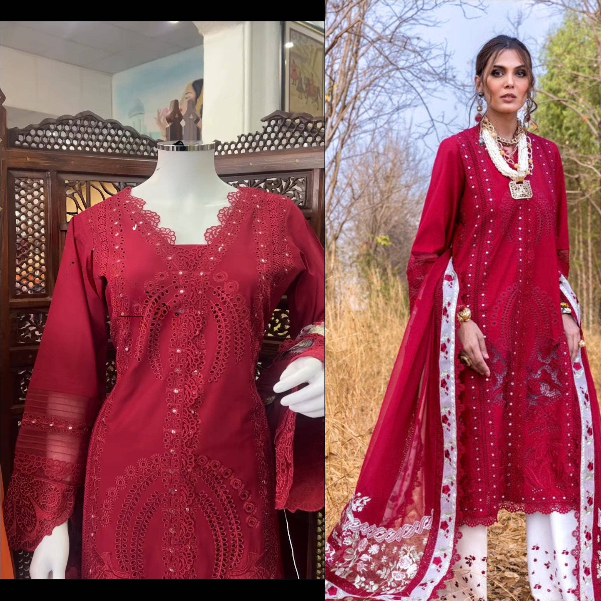 Stitched Look of Unstitched Saira Shakira Lawn 25/Shams A/Flame /Size - XL L M S