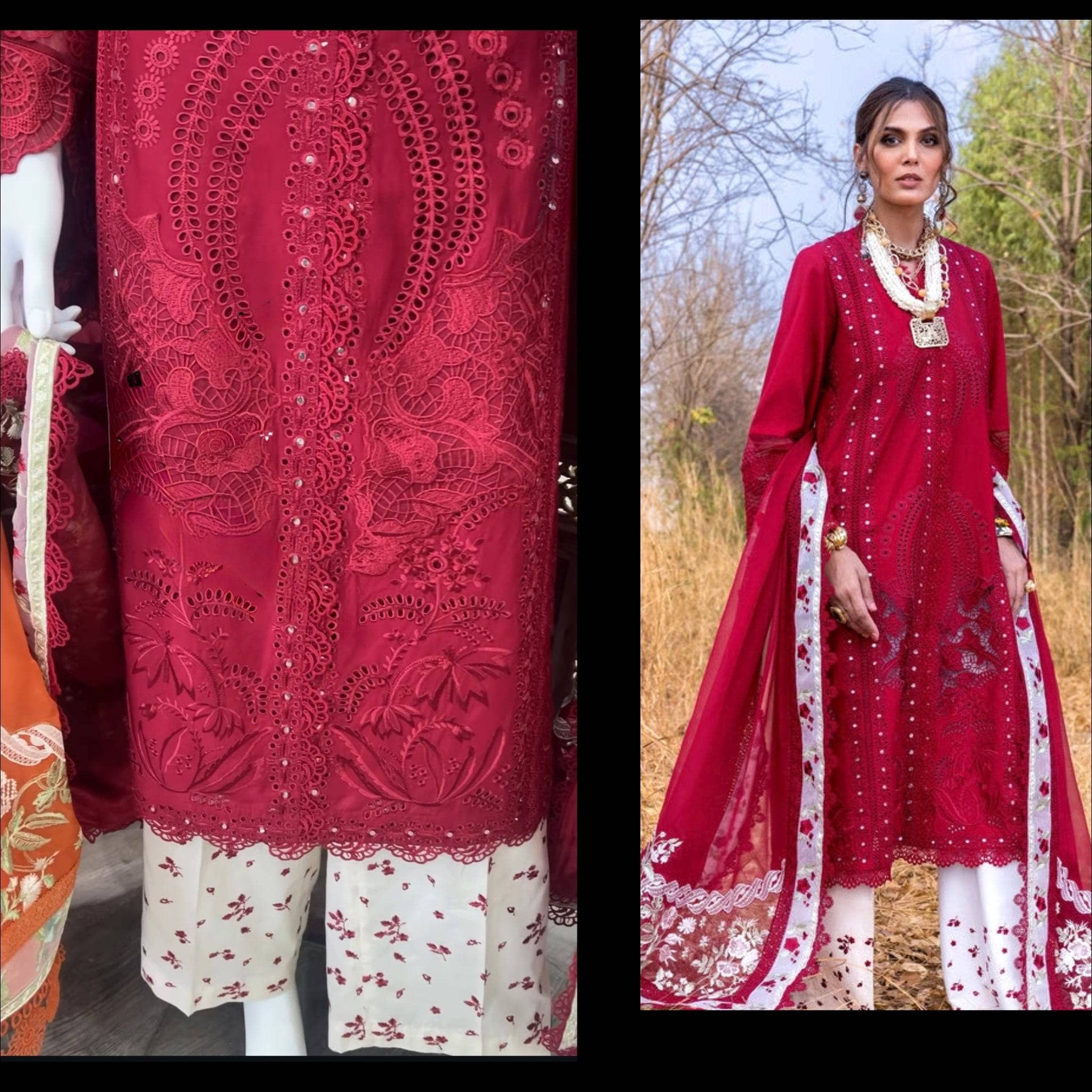 Stitched Look of Unstitched Saira Shakira Lawn 25/Shams A/Flame /Size - XL L M S