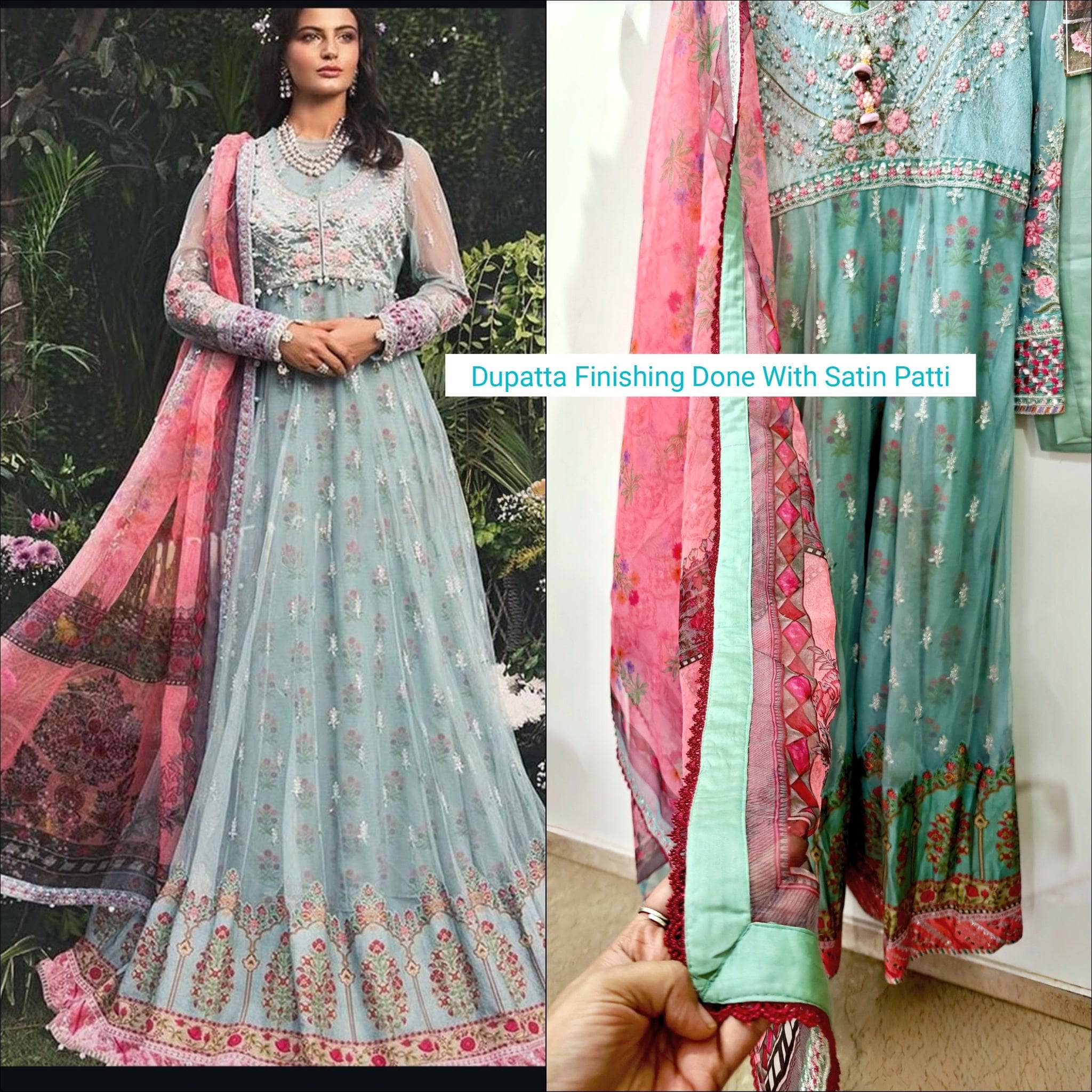 Stitched/Maria B Sateen/Large/CST-201-AZURE BLUE AND CANDY