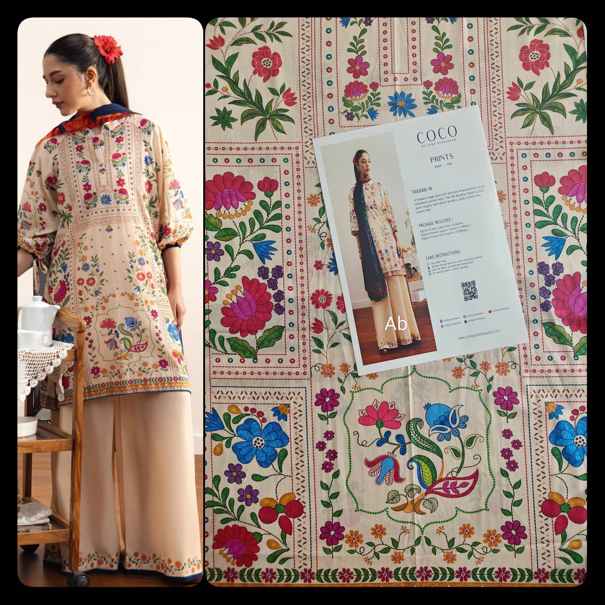 Open Pic/Zara Shahjahan Coco Prints 26 Drop 2/Takara 7A/Silk Dupatta