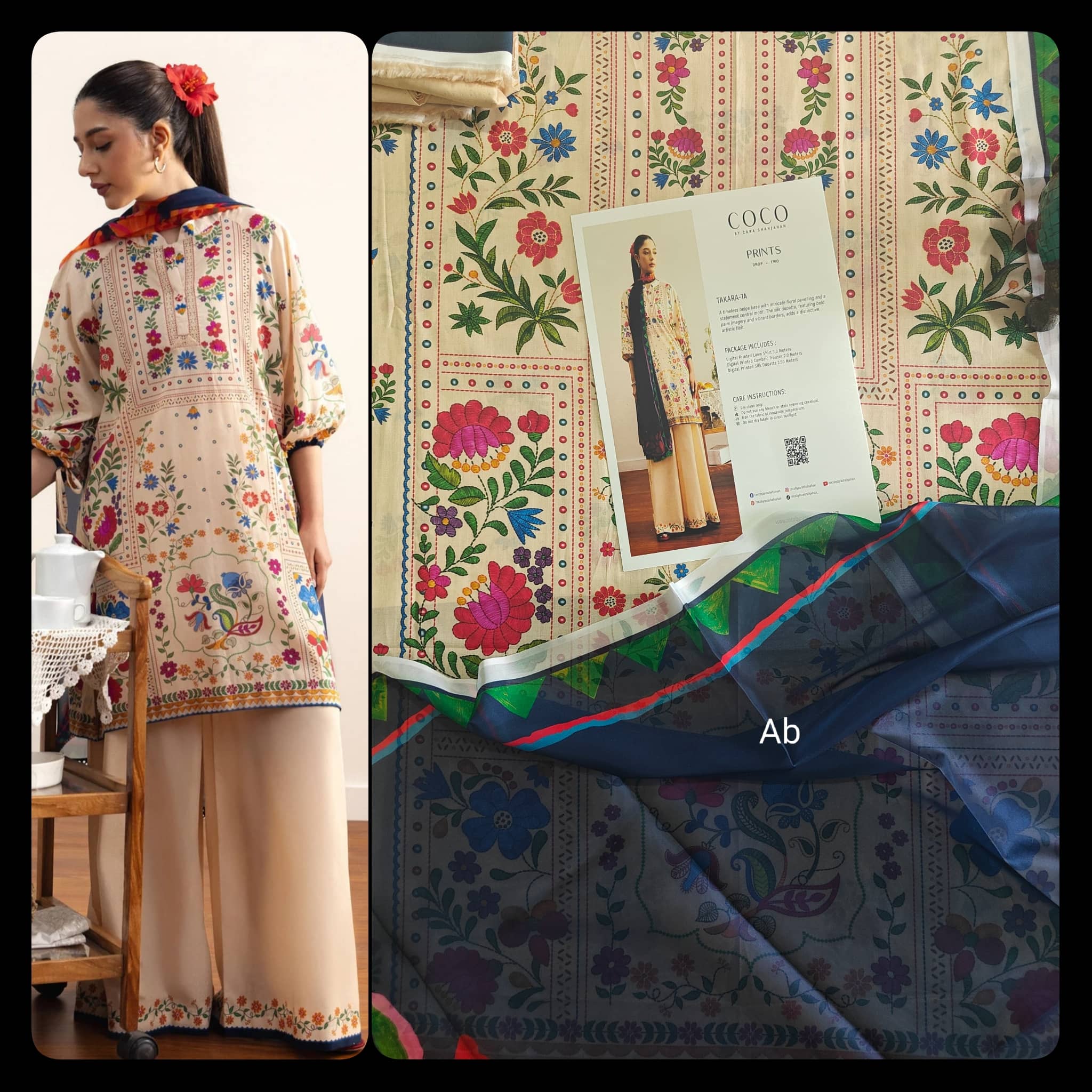 Open Pic/Zara Shahjahan Coco Prints 26 Drop 2/Takara 7A/Silk Dupatta