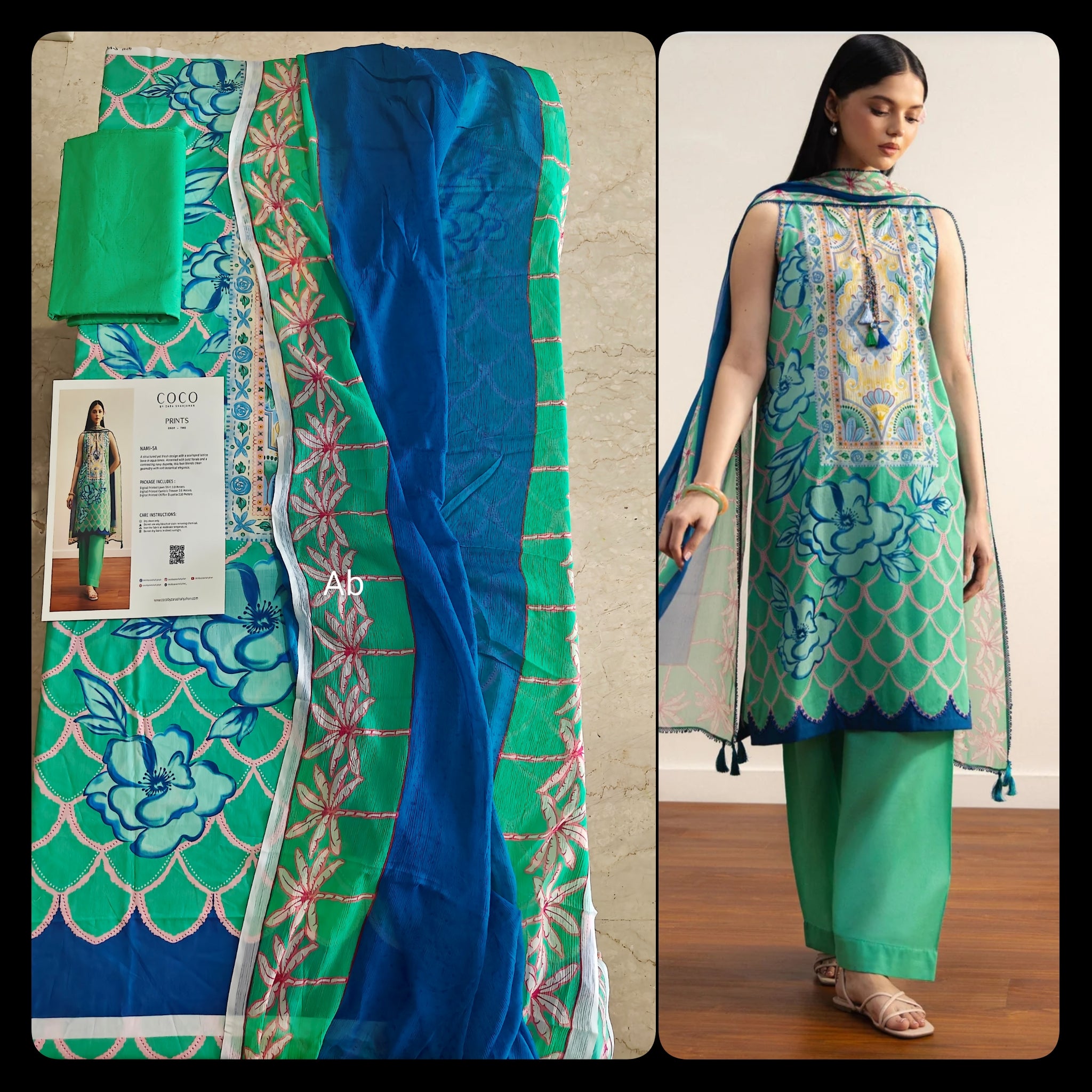 Open Pic/Zara Shahjahan Coco Prints 26 Drop 2/Nami/5A/Chiffon Dupatta