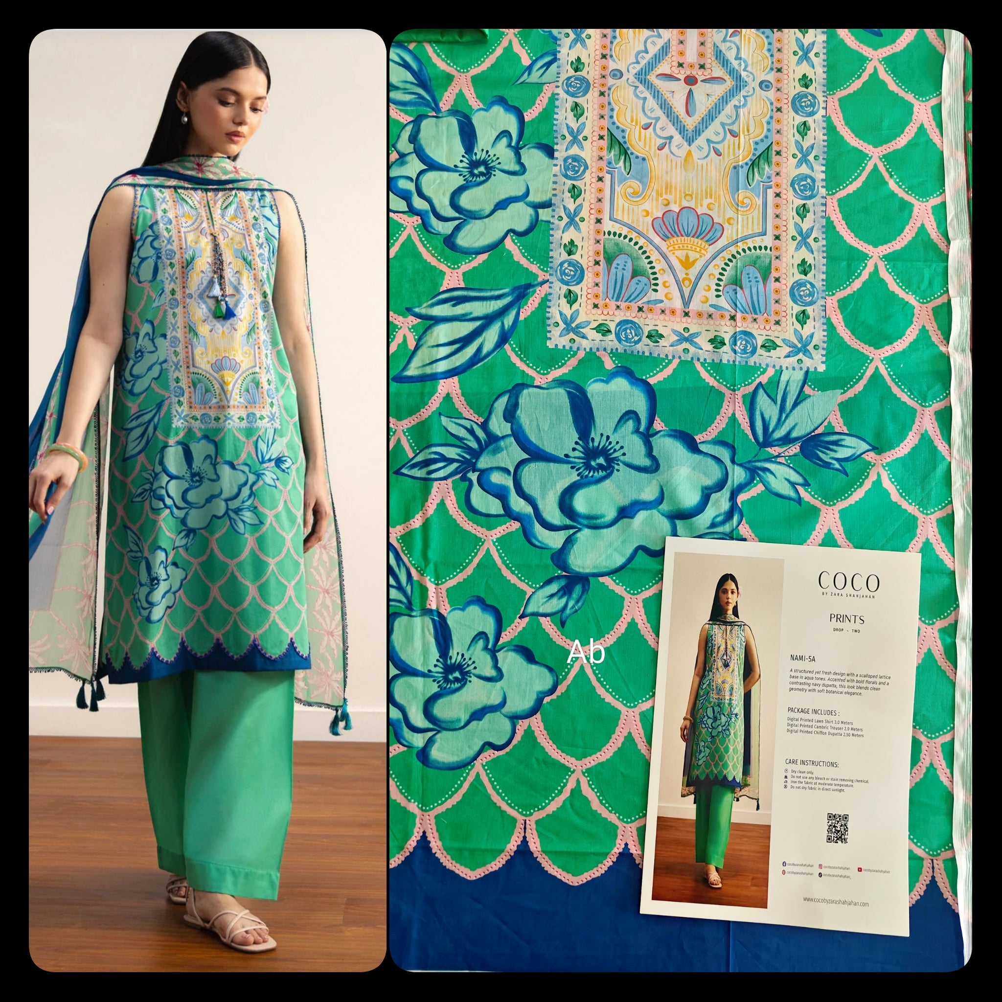 Open Pic/Zara Shahjahan Coco Prints 26 Drop 2/Nami/5A/Chiffon Dupatta