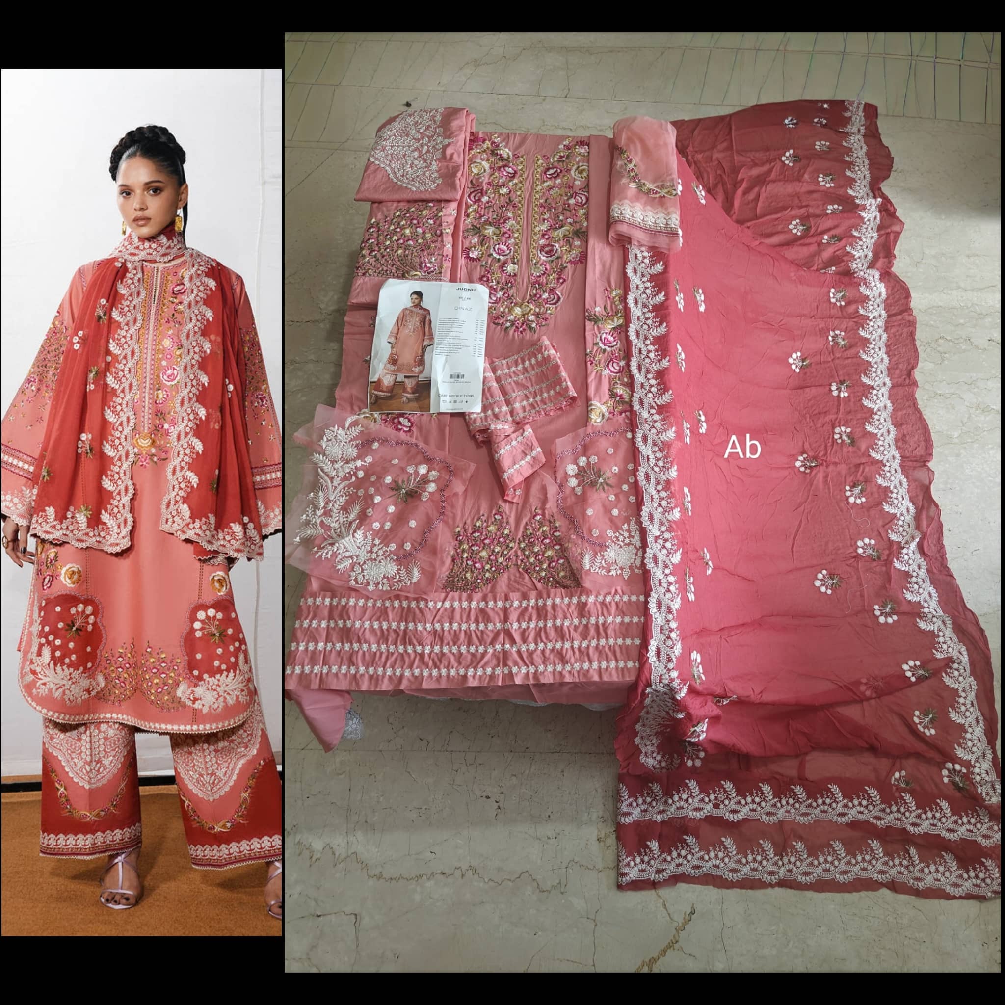 Hot🔥Seller‼️Open Pic/Jugnu Lahore Lawn/Dinaz/Pink
