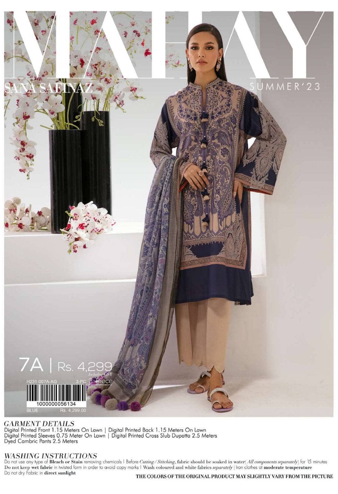 Sana Safinaz Mahay/7 A/Cross Slub Dupatta