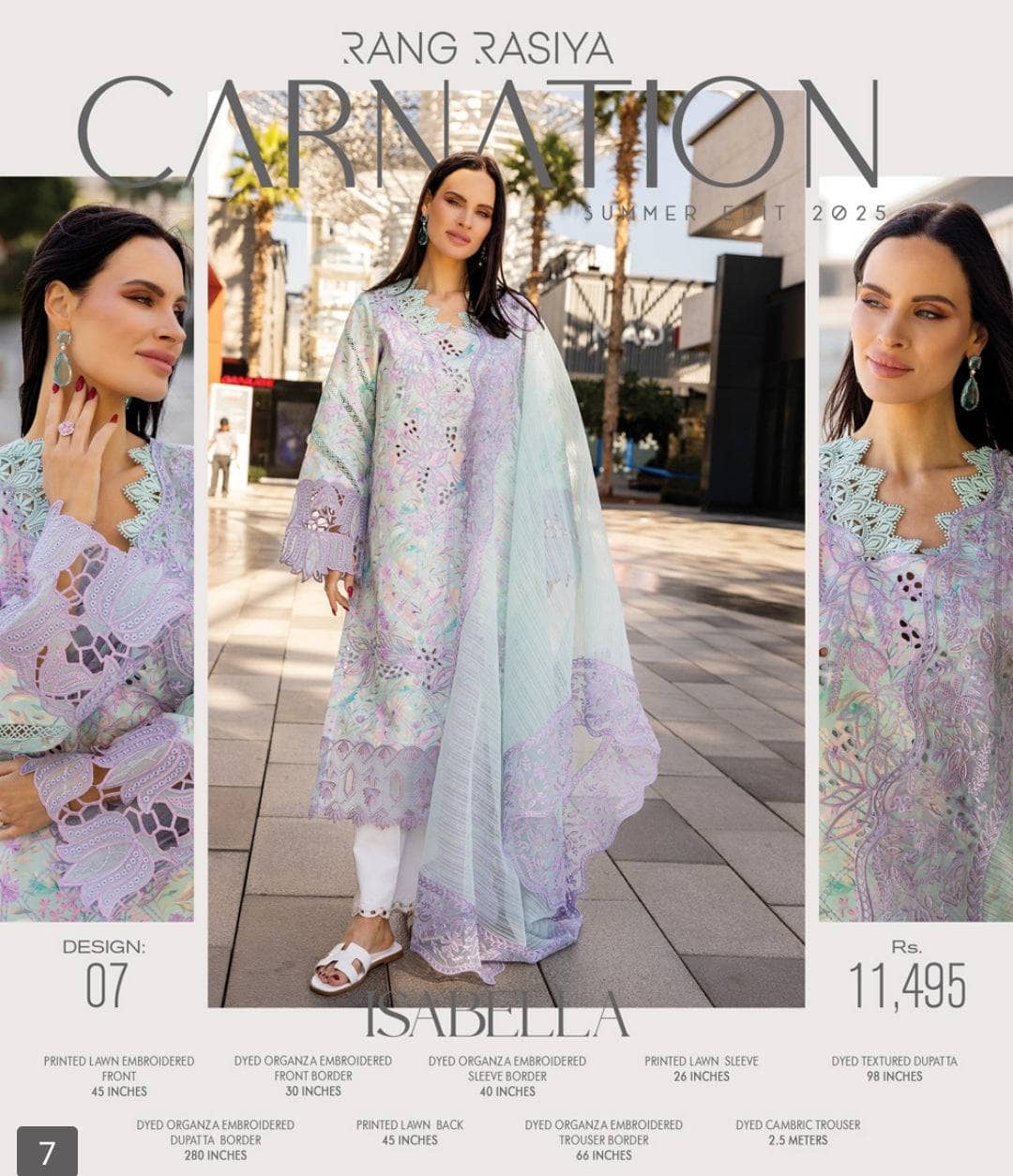 Rang Rasiya Carnation Lawn/Isabella/Aqua Blue