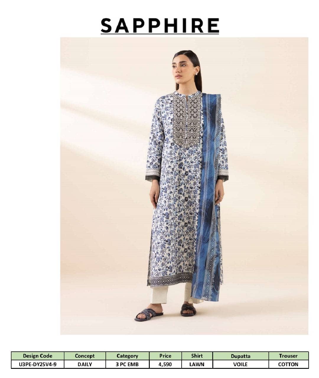 Sapphire Daily Embroidered Lawn Collection