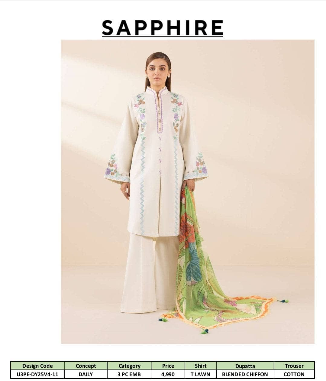 Sapphire Daily Embroidered Lawn Collection