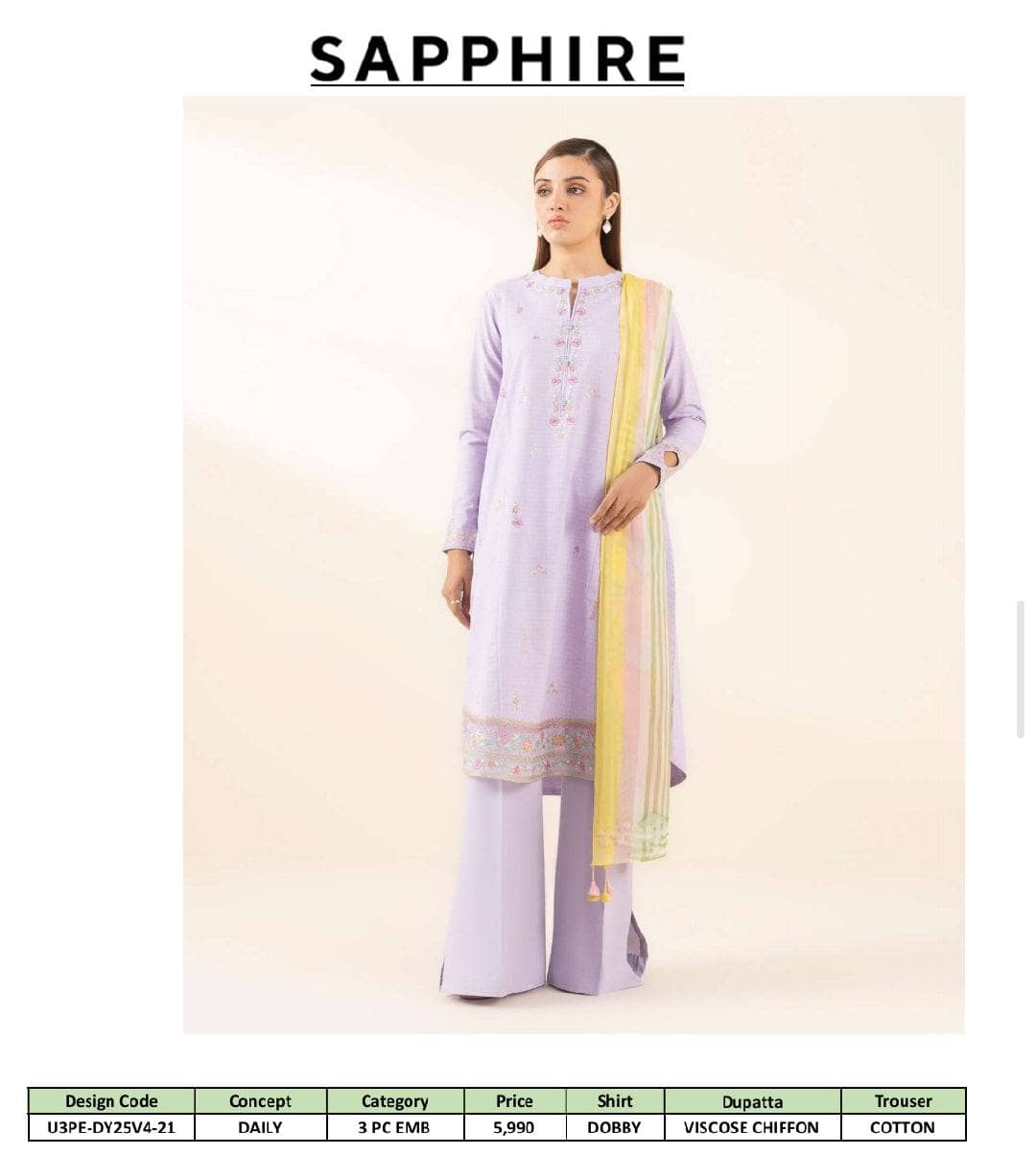 Sapphire Daily Embroidered Lawn Collection