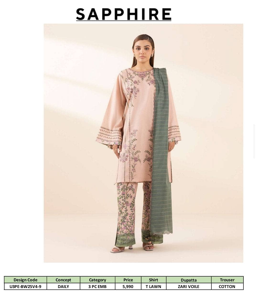 Sapphire Daily Embroidered Lawn Collection