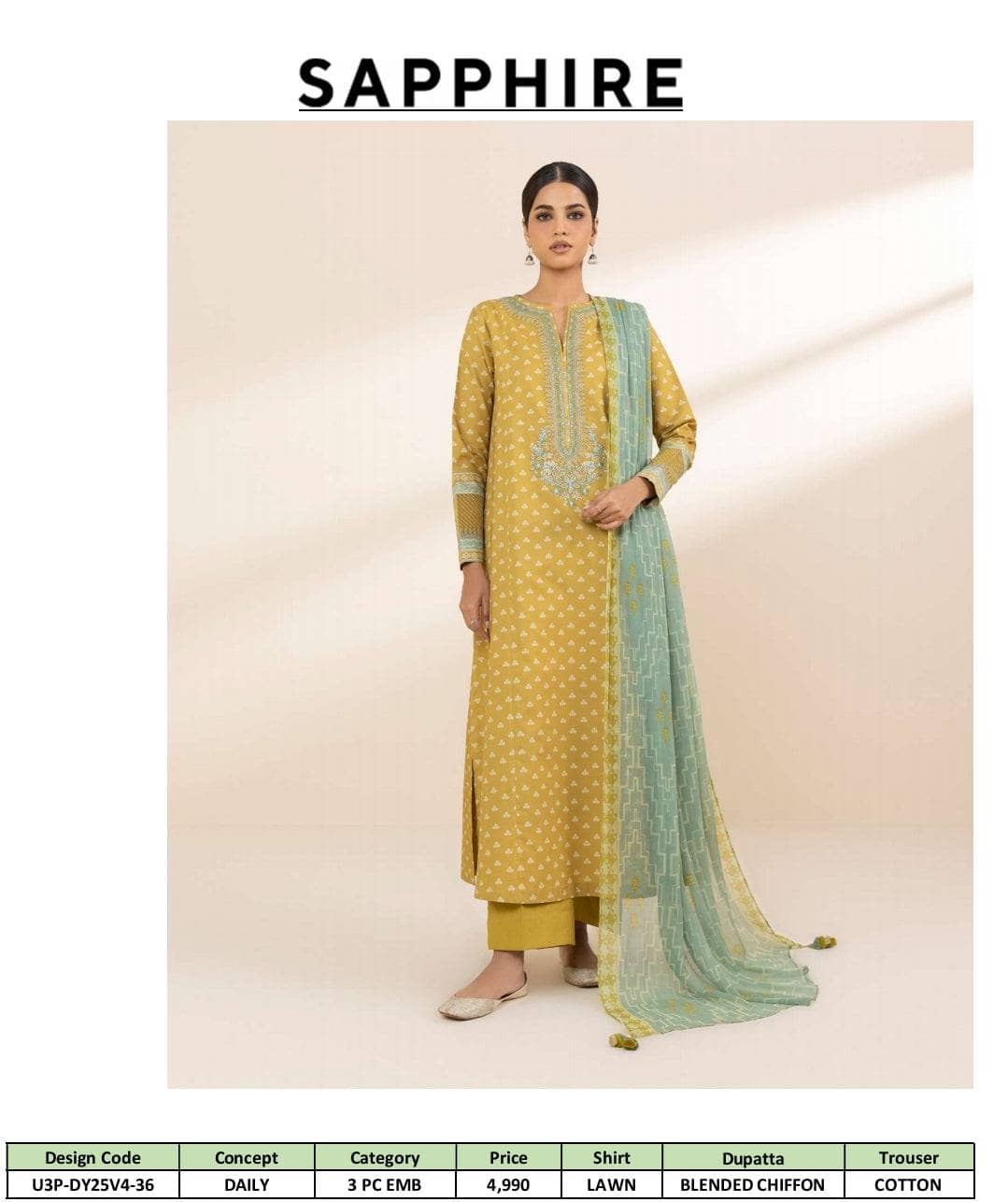 Restocked/Sapphire Daily Embroidered Lawn Collection