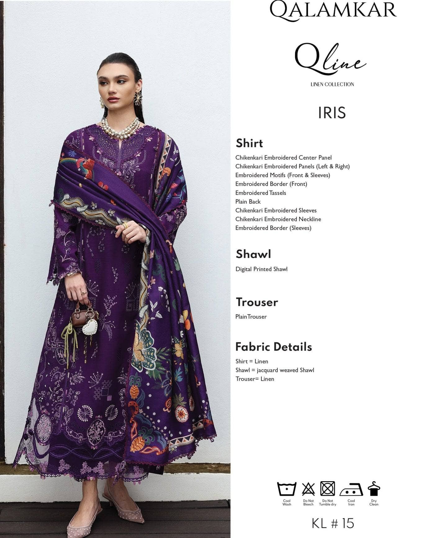Qalamkar Q Line Linen 25/Iris/KL -15