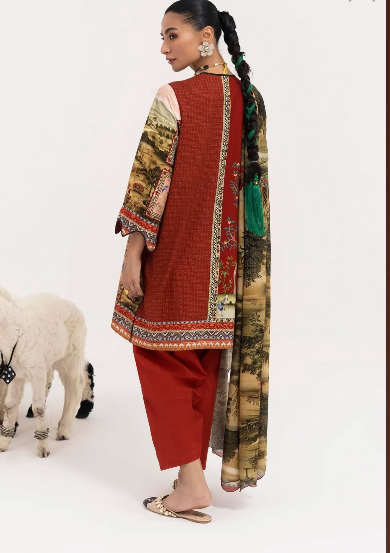 Sana Safinaz Mahay Winter 25/Slub Linen Suit/9A/Shirt Dupatta Set