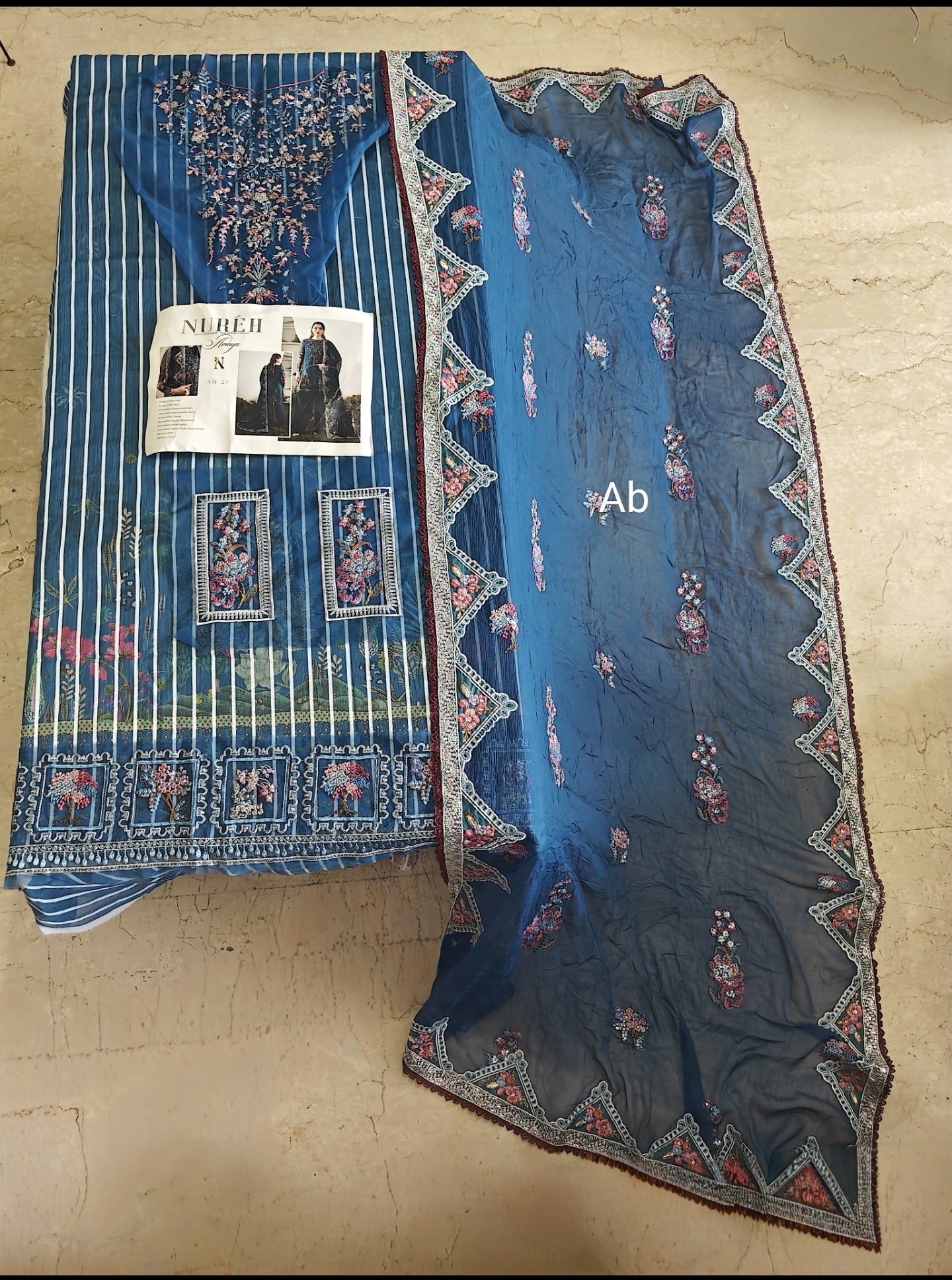 Semi Stitched Easy Stitching Solutions/Nureh Amaya Luxury Formals Chiffon/AM -23