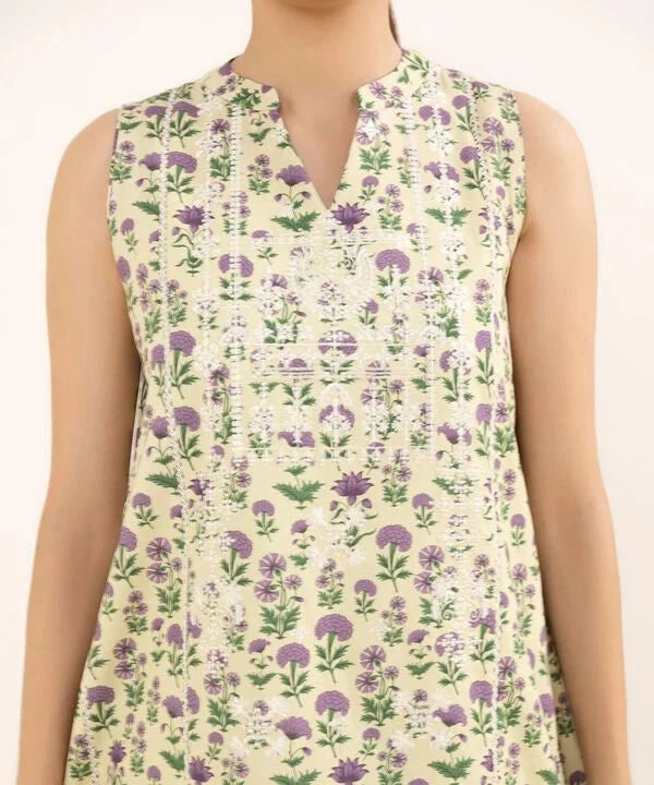 Sapphire Intermix 25/Vol 2/Embroideried Cotton Suit/Off White & Purple