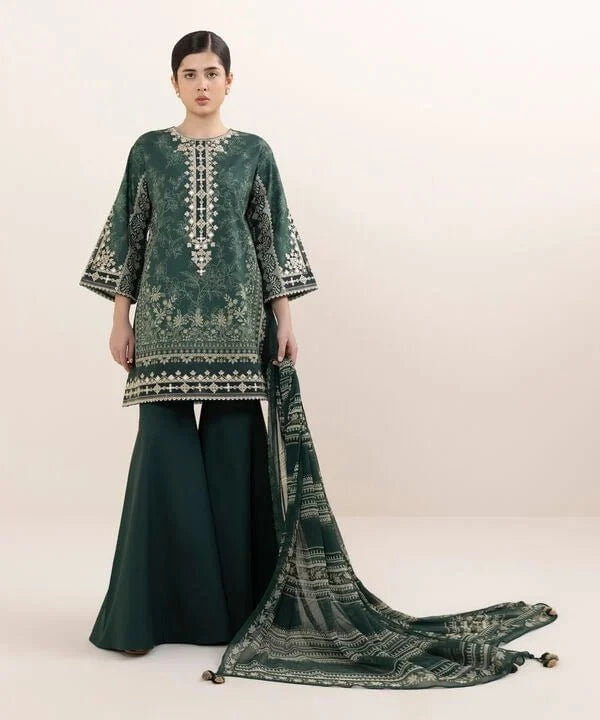 Sapphire Intermix 25/Vol 2/Embroideried Lawn Suit/Green