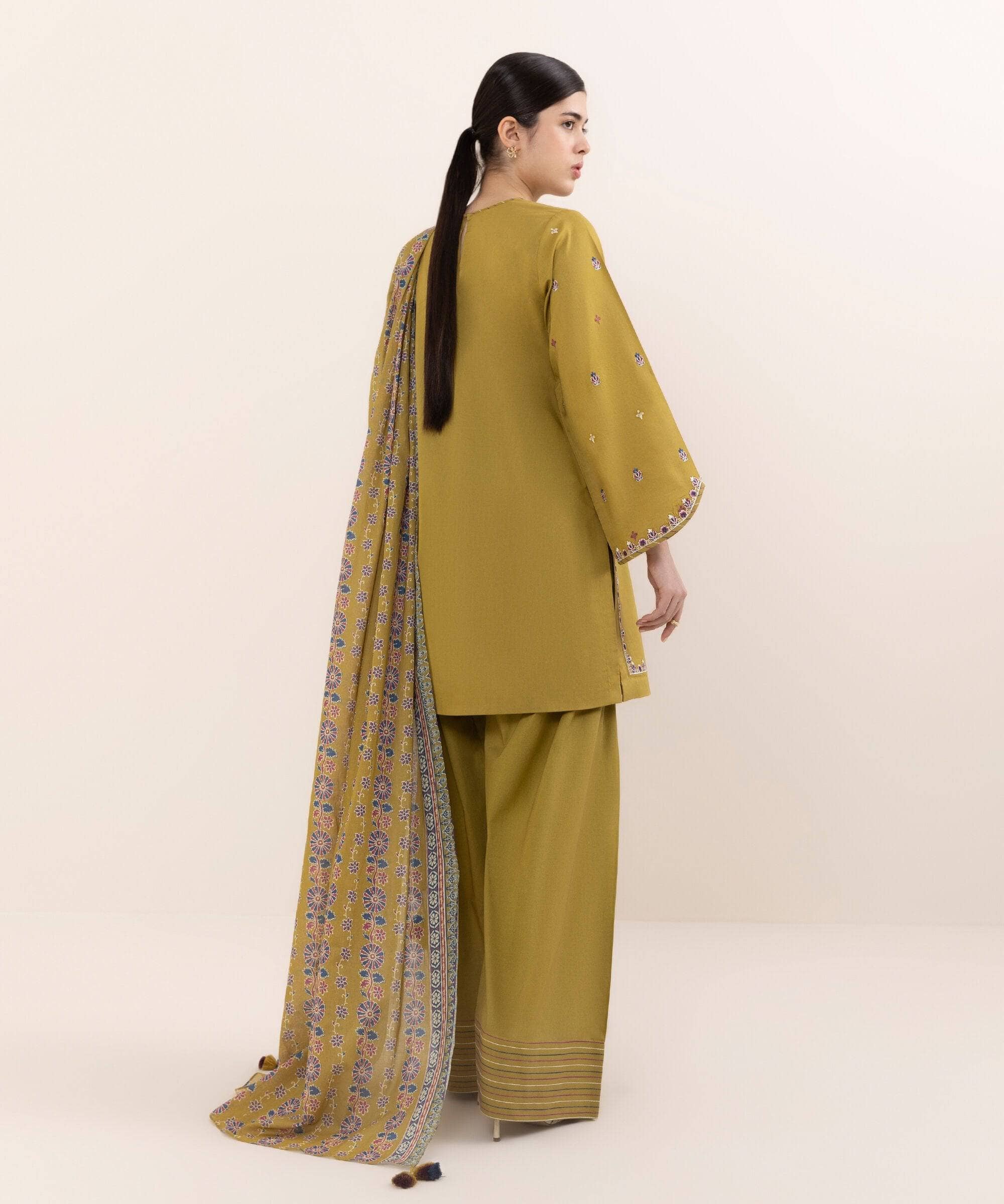 Restocked/Sapphire Intermix 25/Vol 2/Embroideried Lawn Suit/Mustard