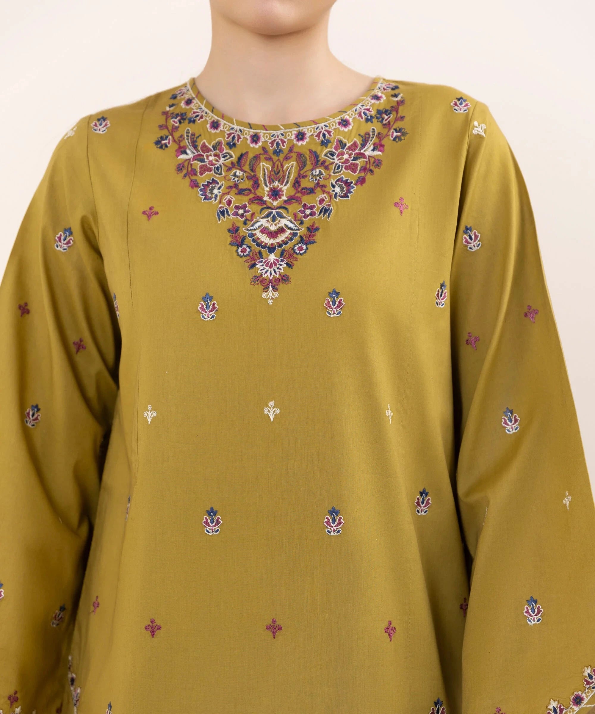 Restocked/Sapphire Intermix 25/Vol 2/Embroideried Lawn Suit/Mustard