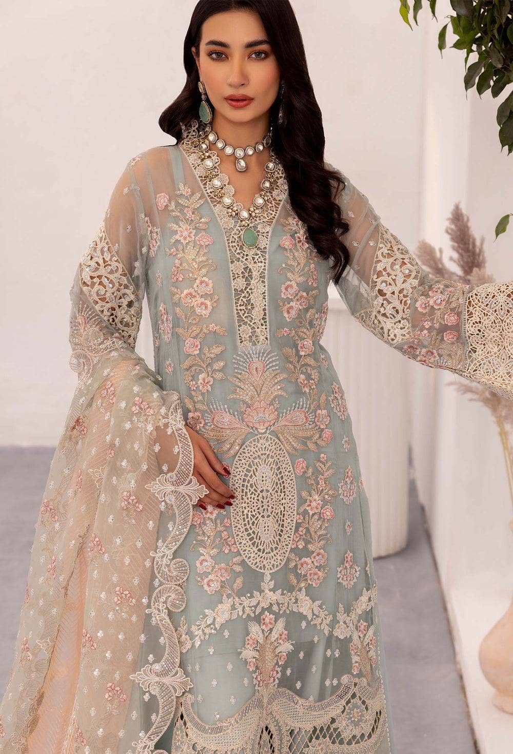 Adans Libas Chiffon Pakistani Suit Restocked/Adans Libas Chantelle Chiffon/Moonstone