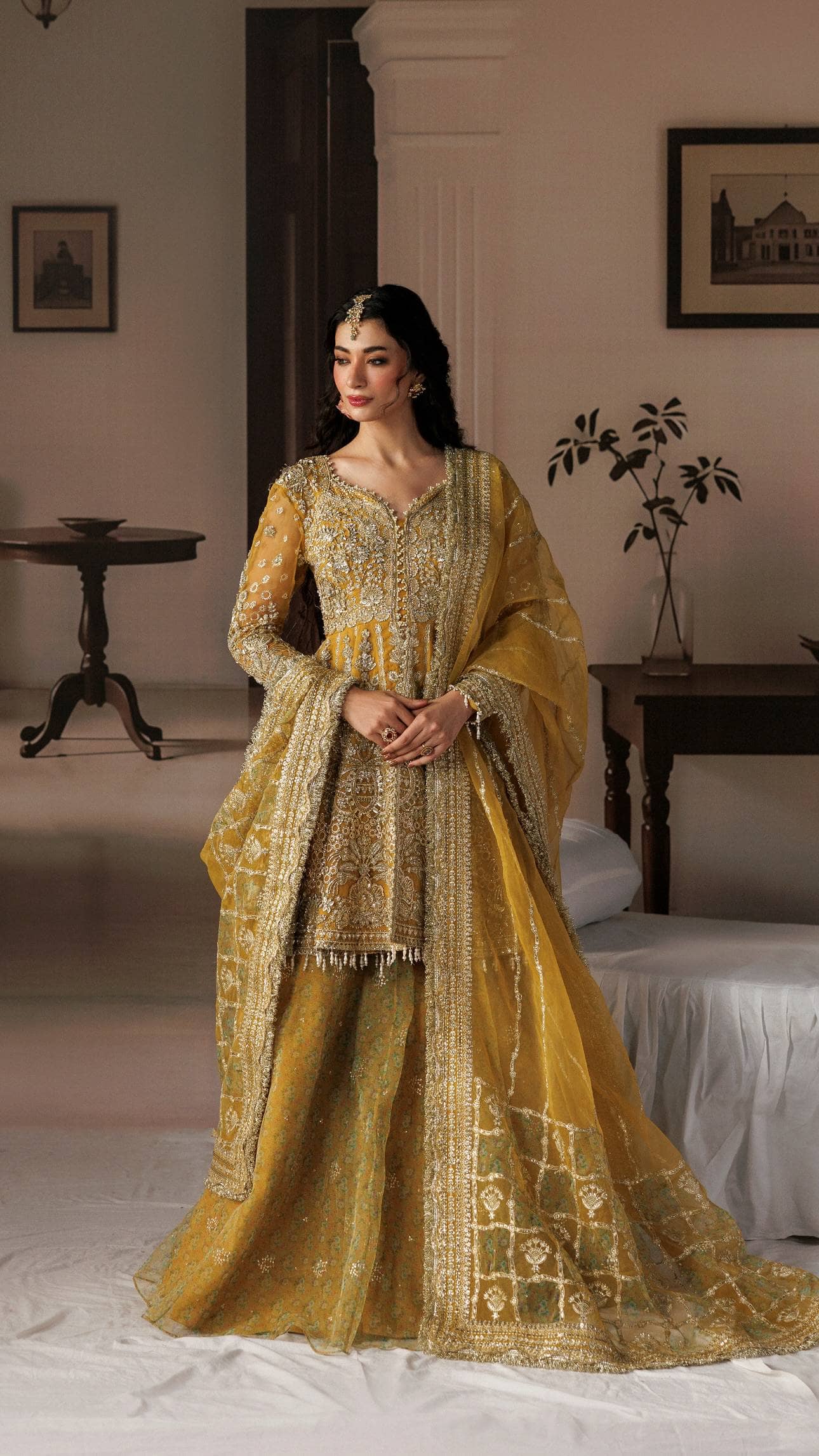 Afrozeh Shehnai Wedding Formals 26/Aylin/Gold Mustard