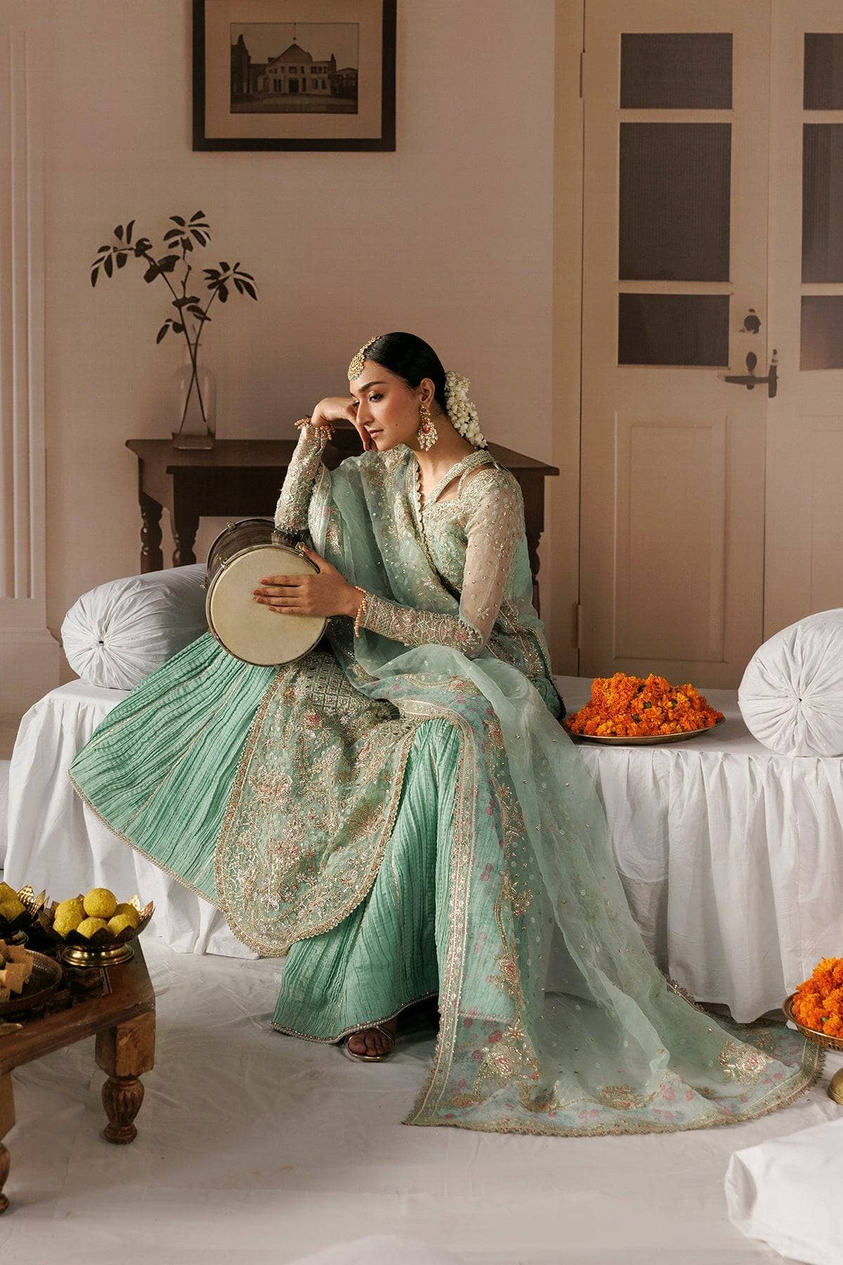Hot 🔥 Seller/Afrozeh Shehnai Wedding Formals 26/Dastoor/Aqua